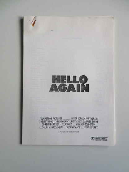 HELLO AGAIN PRESS KIT 1987 SHELLEY LONG GABRIEL BYRNE FRANK PERRY Movie posters