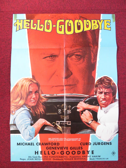 HELLO GOODBYE GERMAN A1 POSTER FOLDED MICHAEL CRAWFORD CURD JURGENS 1970 Rendezvous Cinema Movie posters