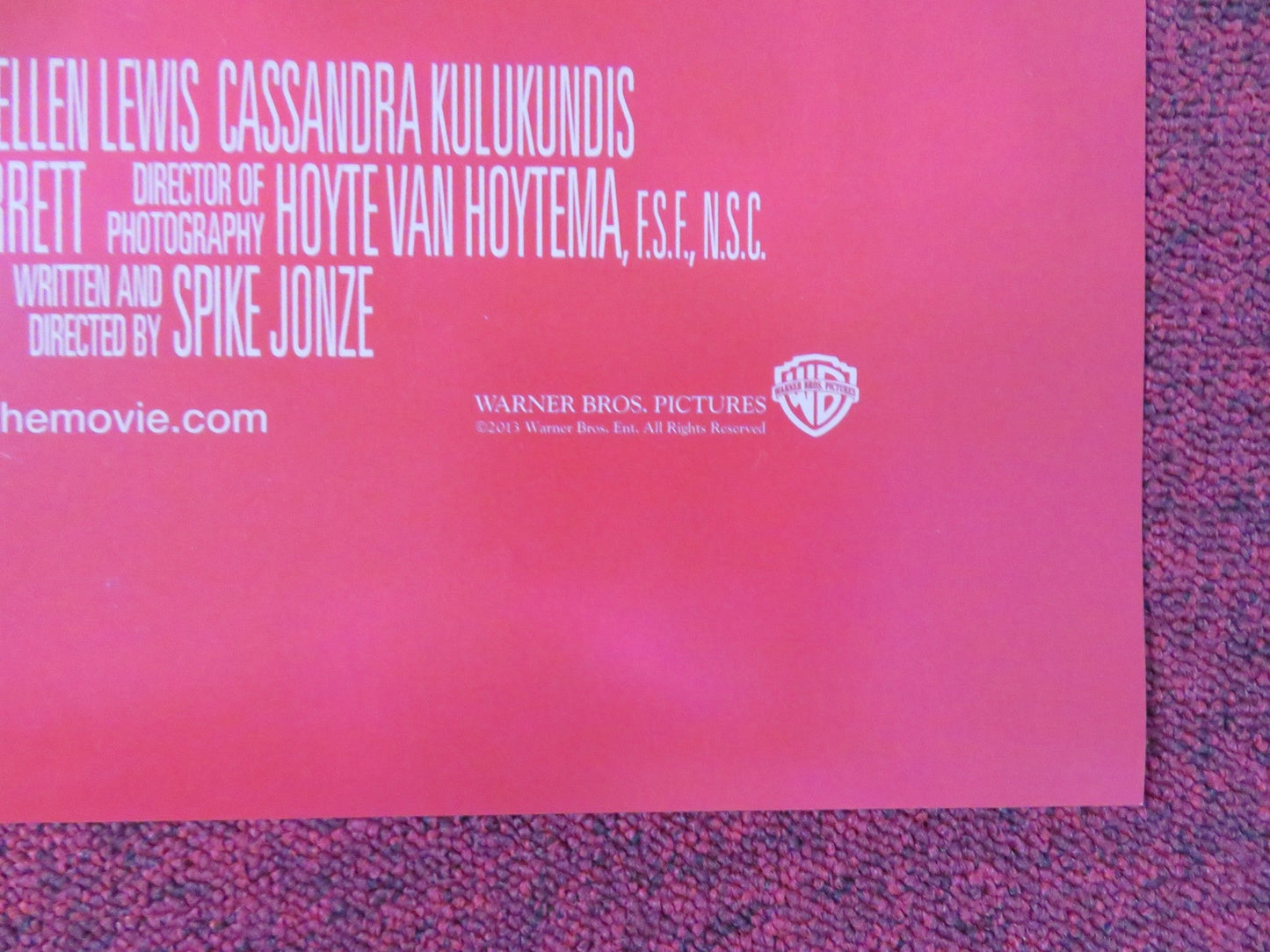 HER US ONE SHEET ROLLED POSTER JOAQUIN PHOENIX CHRIS PRATT 2013 Rendezvous Cinema Movie posters