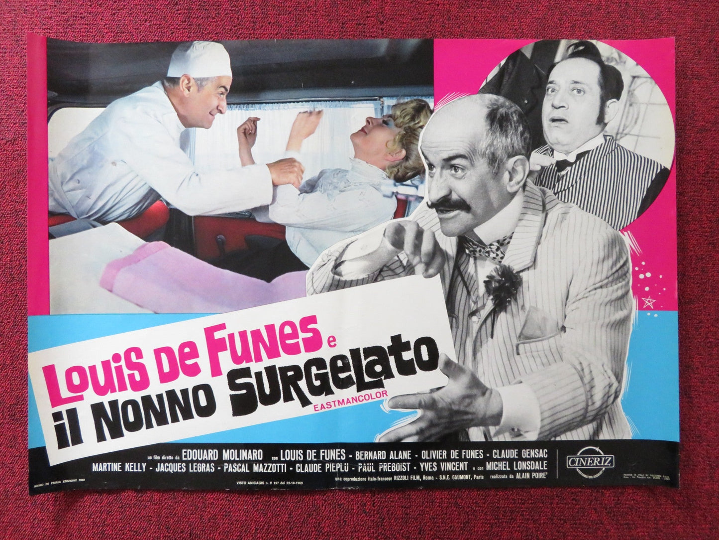 HIBERNATUS - B ITALIAN FOTOBUSTA POSTER LOUIS DE FUNES MICHAEL LONSDALE 1969 Rendezvous Cinema Movie posters