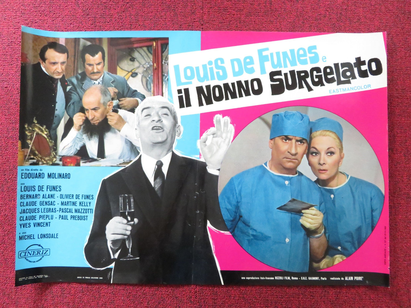 HIBERNATUS - C ITALIAN FOTOBUSTA POSTER LOUIS DE FUNES MICHAEL LONSDALE 1969 Rendezvous Cinema Movie posters