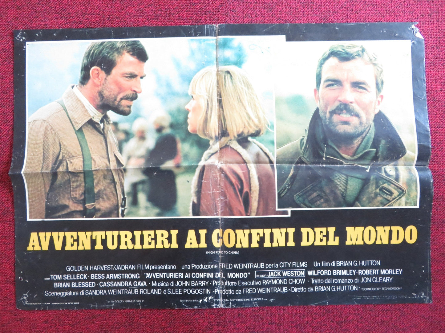 HIGH ROAD TO CHINA - B ITALIAN FOTOBUSTA POSTER FOLDED TOM SELLECK 1983 Rendezvous Cinema Movie posters