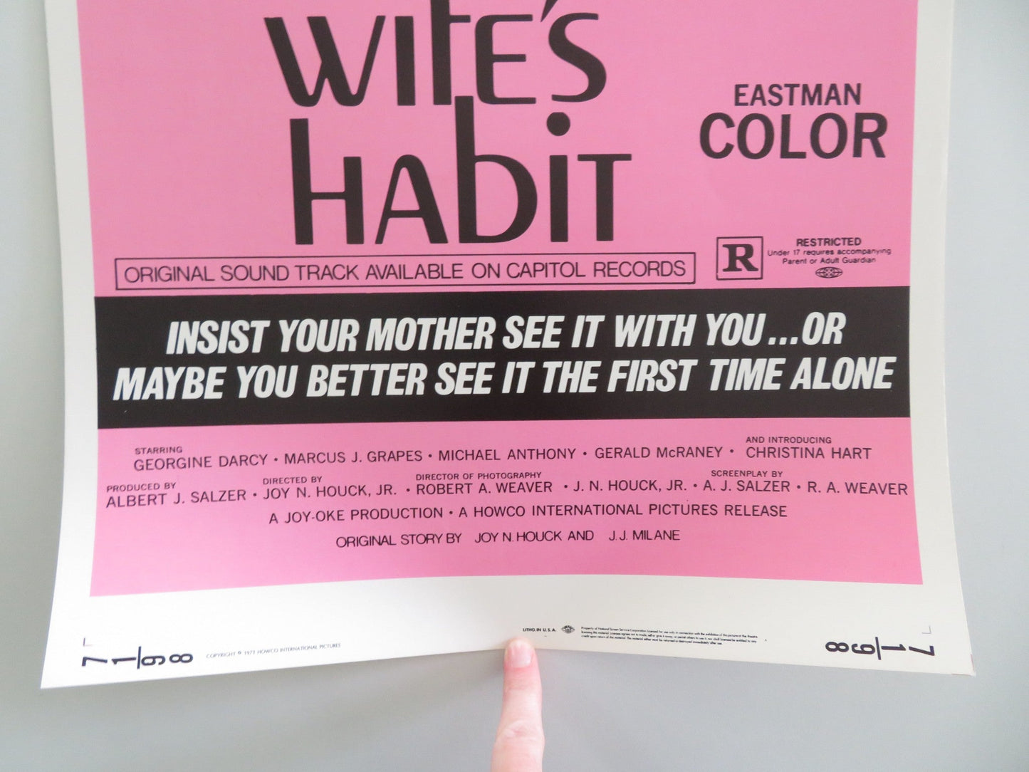 His Wife's Habit US Insert Poster Georgine Darcy Marcus J. Grapes 1971 Movie posters