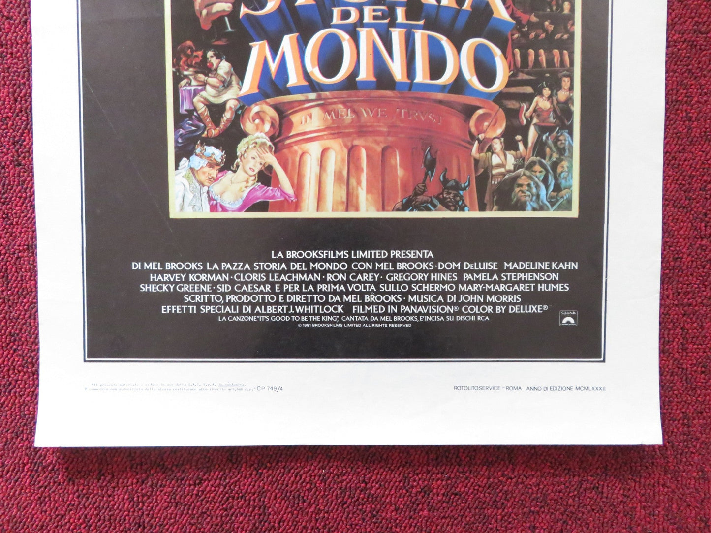 HISTORY OF THE WORLD: PART I ITALIAN LOCANDINA POSTER MEL BROOKS D. DELUISE 1982 Rendezvous Cinema Movie posters