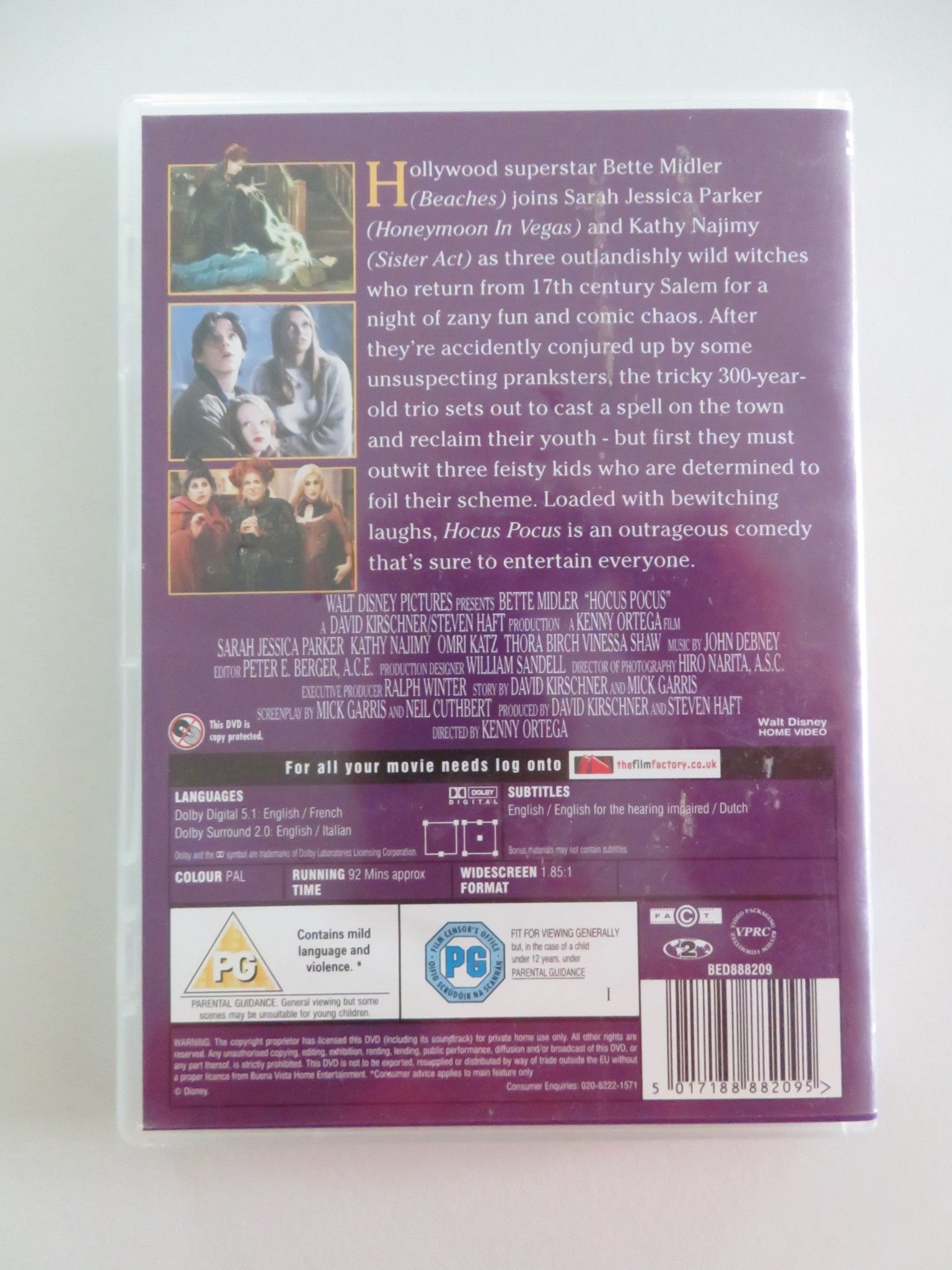 HOCUS POCUS (DVD) DISNEY BETTE MIDLER SARAH JESSICA PARKER 1993 REGION 2 Movie posters