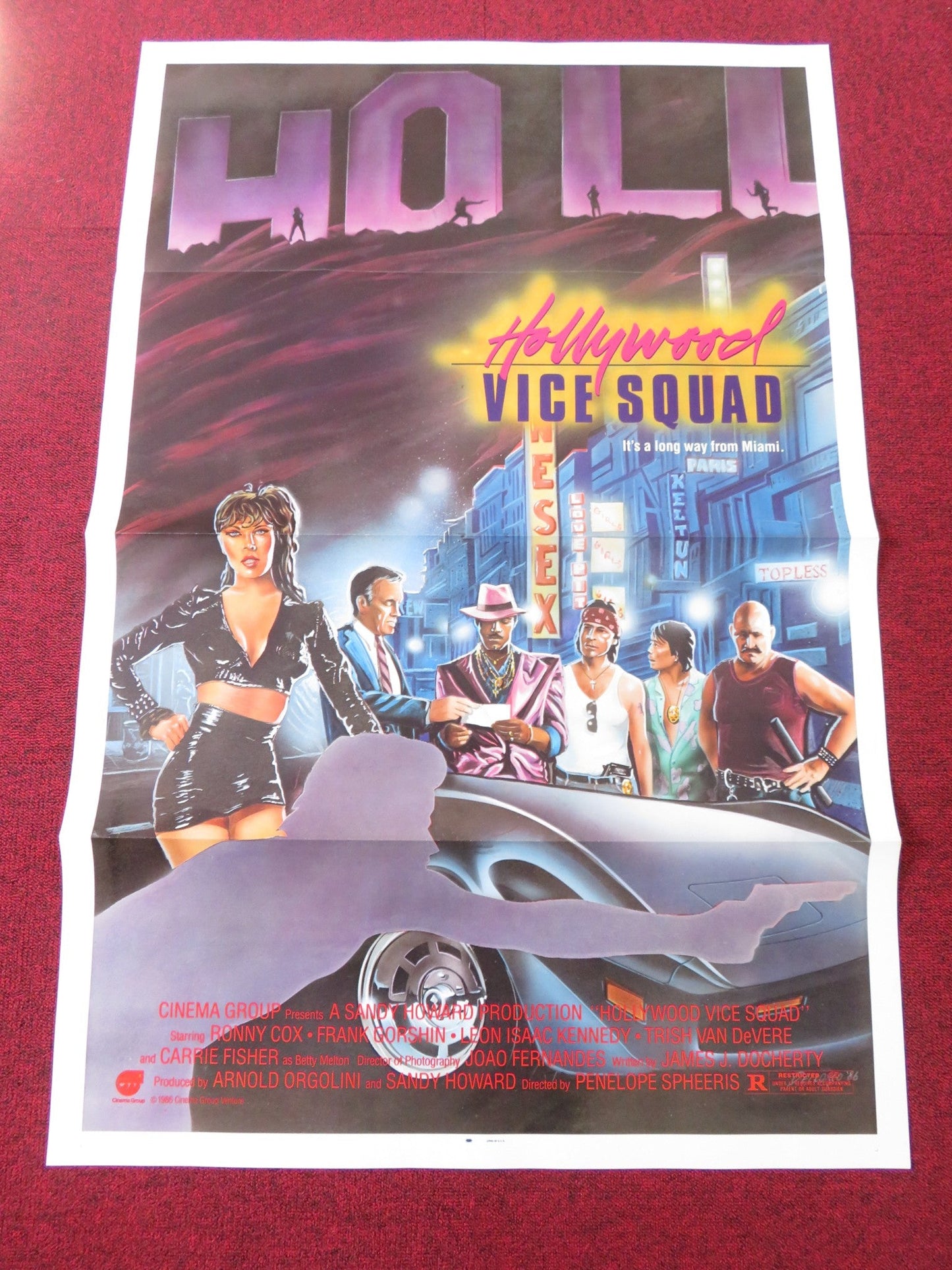 HOLLYWOOD VICE SQUAD US TRI FOLDED ONE SHEET ROLLED POSTER RONNY COX 1986 Rendezvous Cinema Movie posters