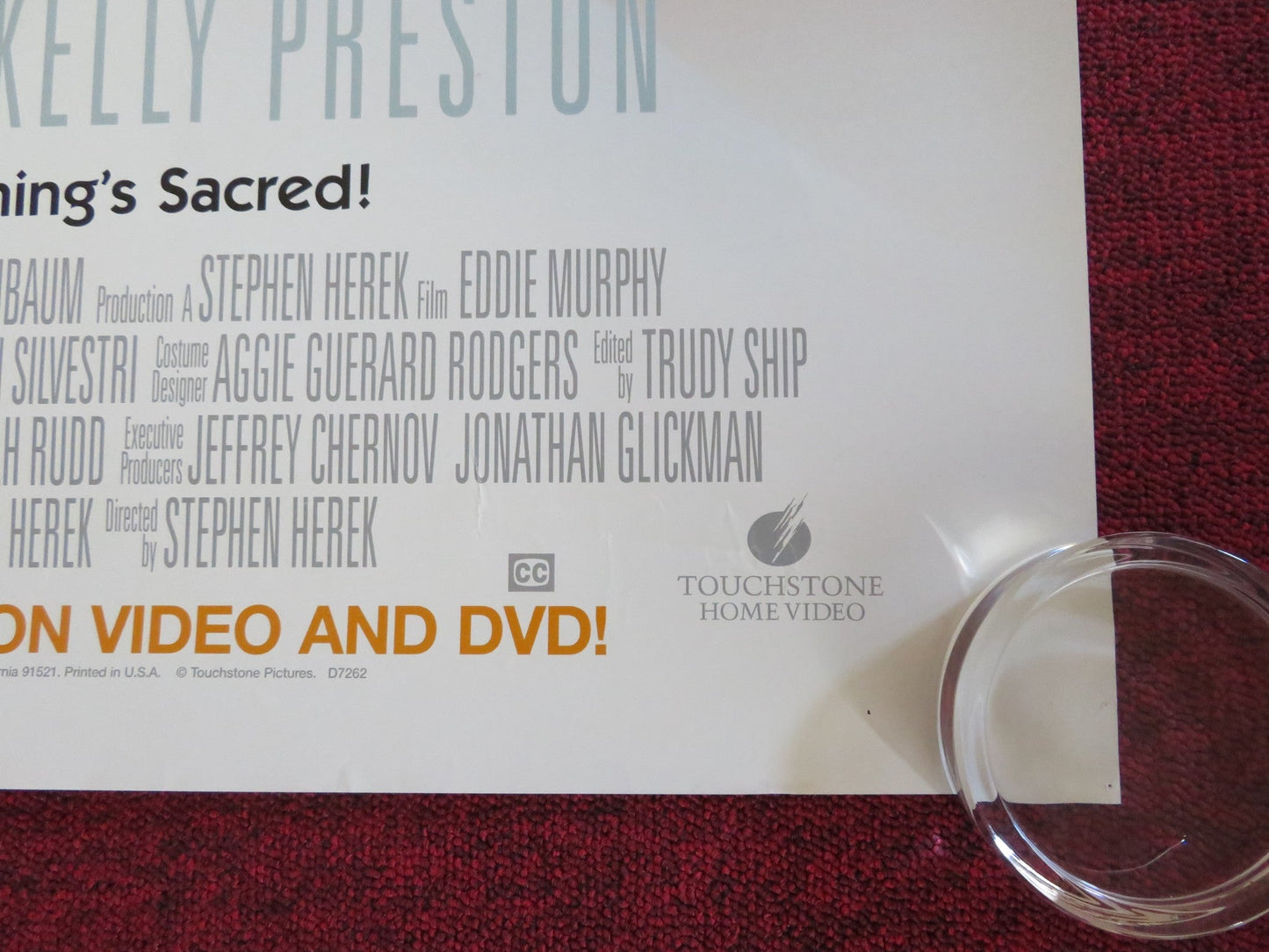 HOLY MAN DVD & VHS VIDEO POSTER ROLLED EDDIE MURPHY JEFF GOLDBLUM 1998 Rendezvous Cinema Movie posters