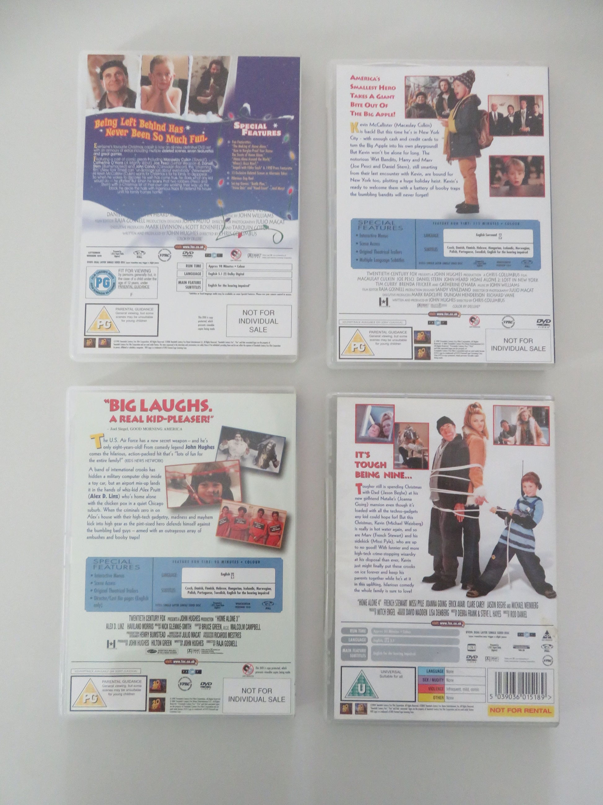 Home Alone Family Fun Pack, Movies 1, 2, 3, and 4 (DVD BoxSet) 1990 Region 2 Movie posters