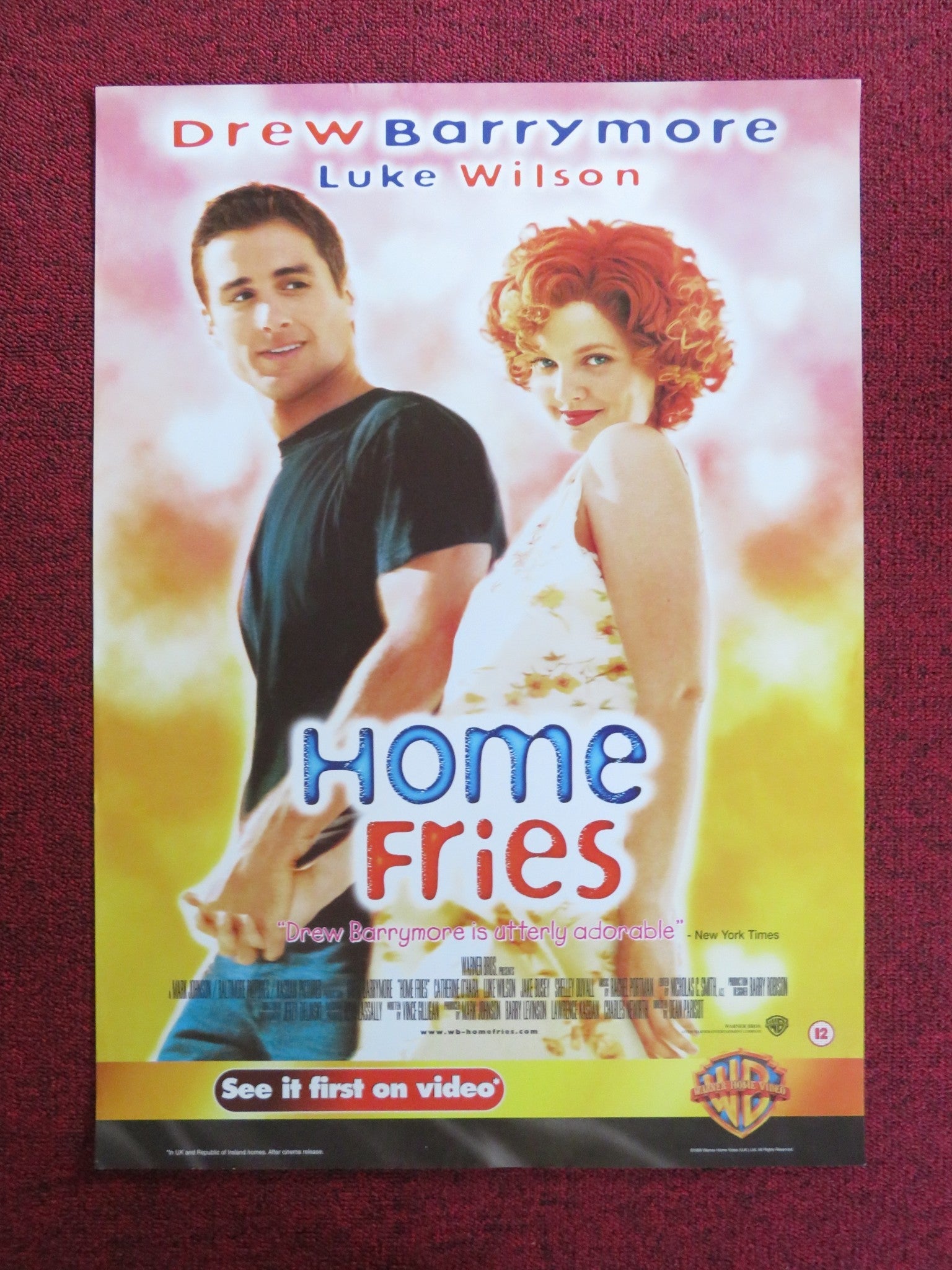 HOME FRIES VHS VIDEO POSTER DREW BARRYMORE LUKE WILSON 1999 Rendezvous Cinema Movie posters