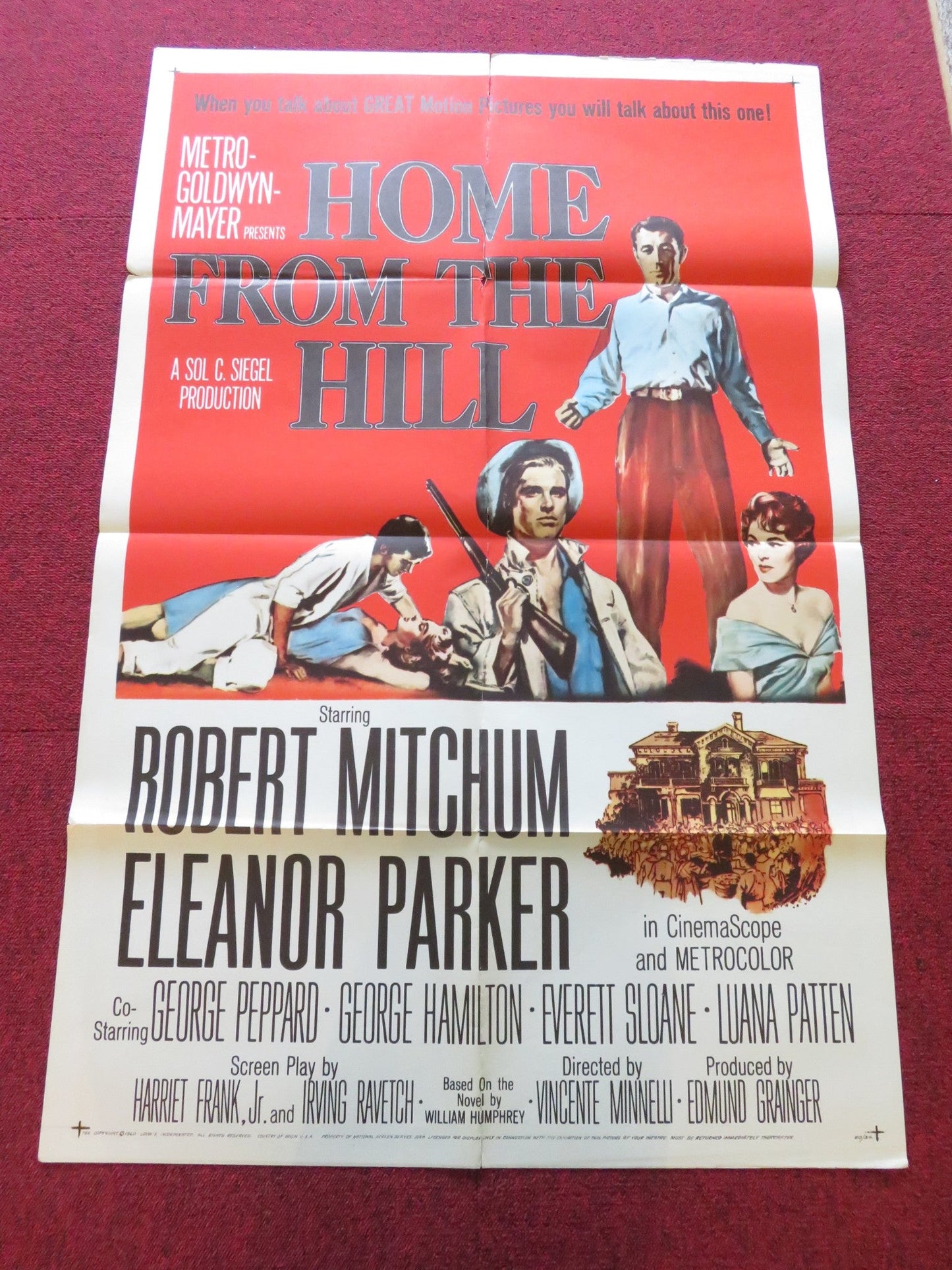 HOME FROM THE HILL FOLDED US ONE SHEET POSTER ROBERT MITCHUM ELEANOR PARKER 1960 Rendezvous Cinema Movie posters