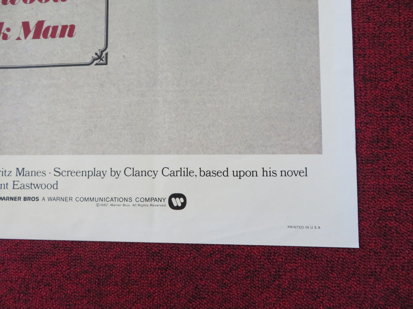 HONKYTONK MAN FOLDED US ONE SHEET POSTER CLINT & KYLE EASTWOOD 1982 Rendezvous Cinema Movie posters