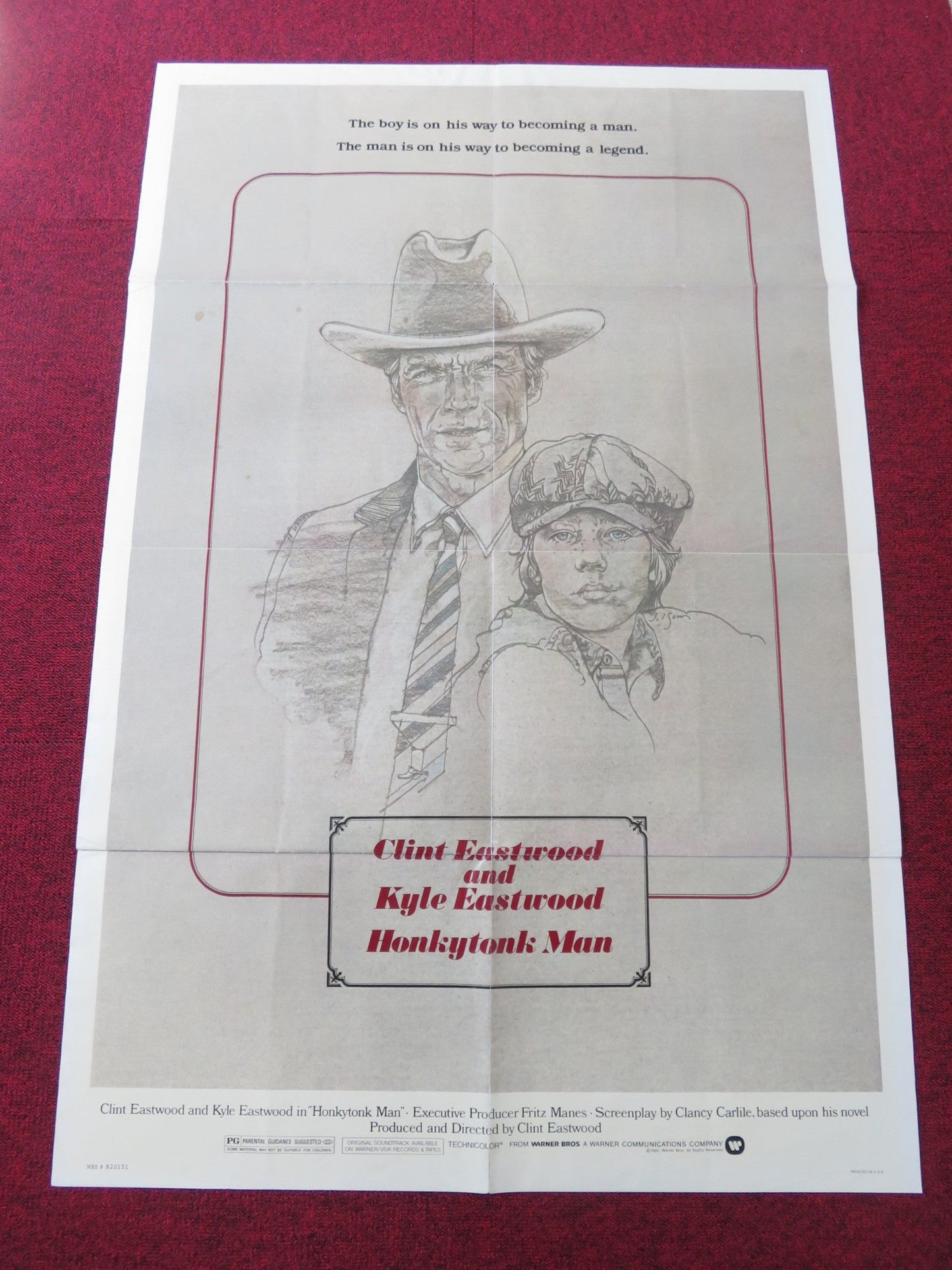 HONKYTONK MAN FOLDED US ONE SHEET POSTER CLINT & KYLE EASTWOOD 1982 Rendezvous Cinema Movie posters