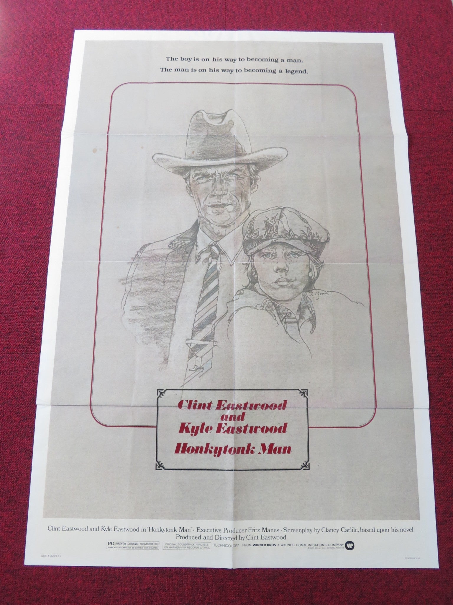 HONKYTONK MAN FOLDED US ONE SHEET POSTER CLINT & KYLE EASTWOOD 1982 Rendezvous Cinema Movie posters