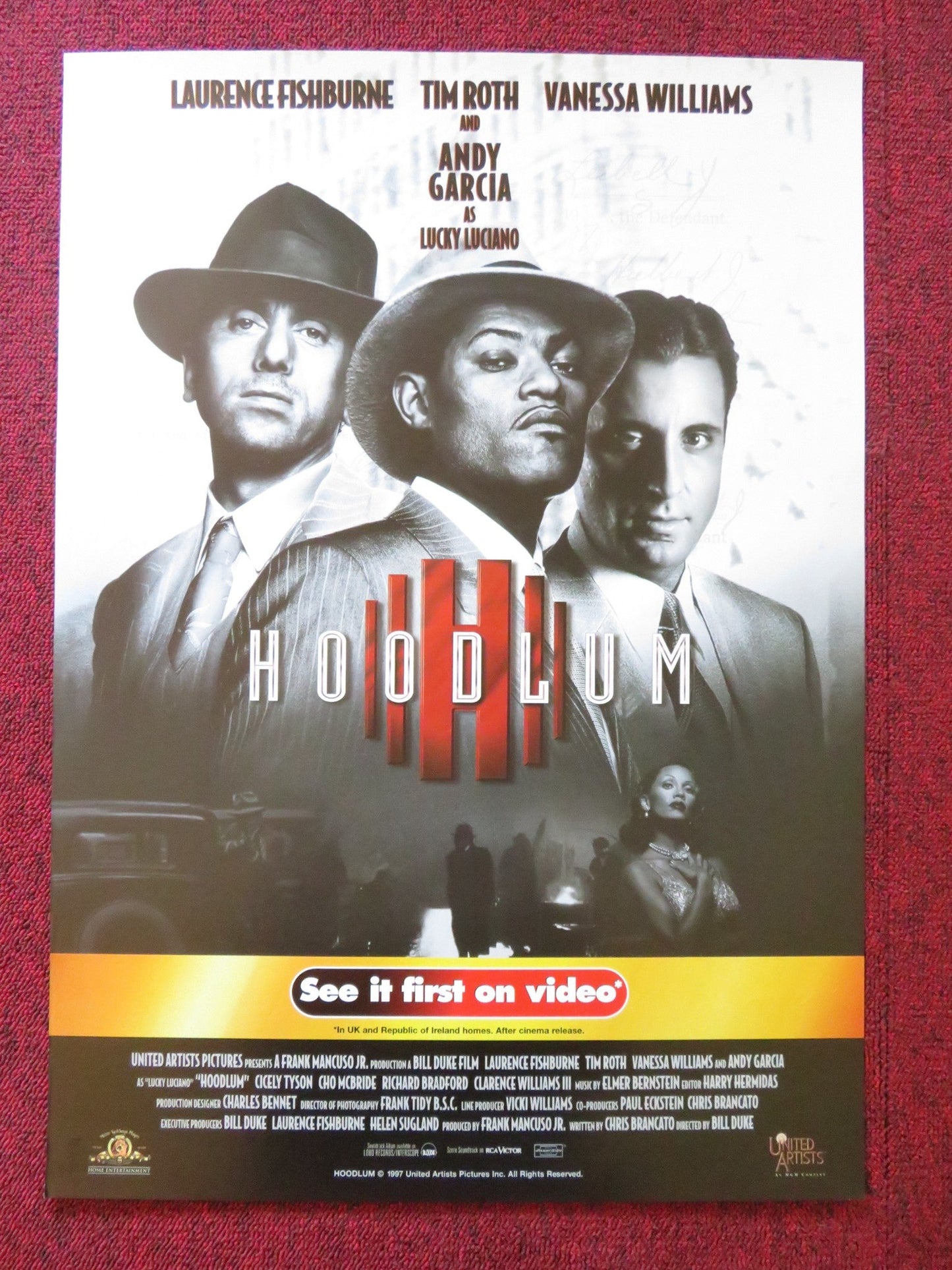 HOODLUM VHS VIDEO POSTER LAURENCE FISHBURNE TIM ROTH 1997 Rendezvous Cinema Movie posters
