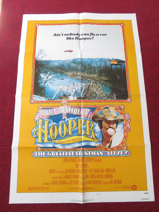 HOOPER - STYLE C FOLDED US ONE SHEET POSTER BURT REYNOLDS SALLY FIELD 1978 Rendezvous Cinema Movie posters
