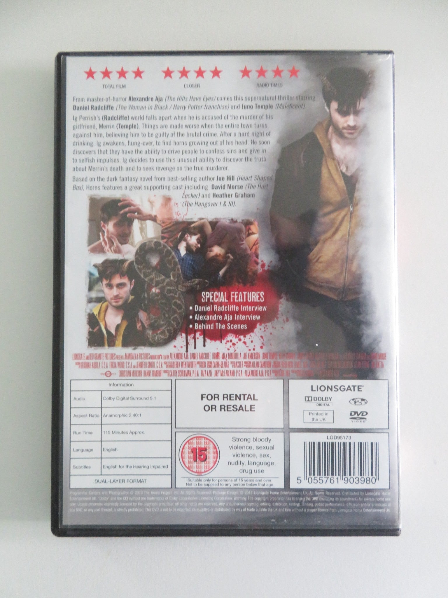 Horns (DVD) Daniel Radcliffe Juno Temple 2013 Region 2 Movie posters