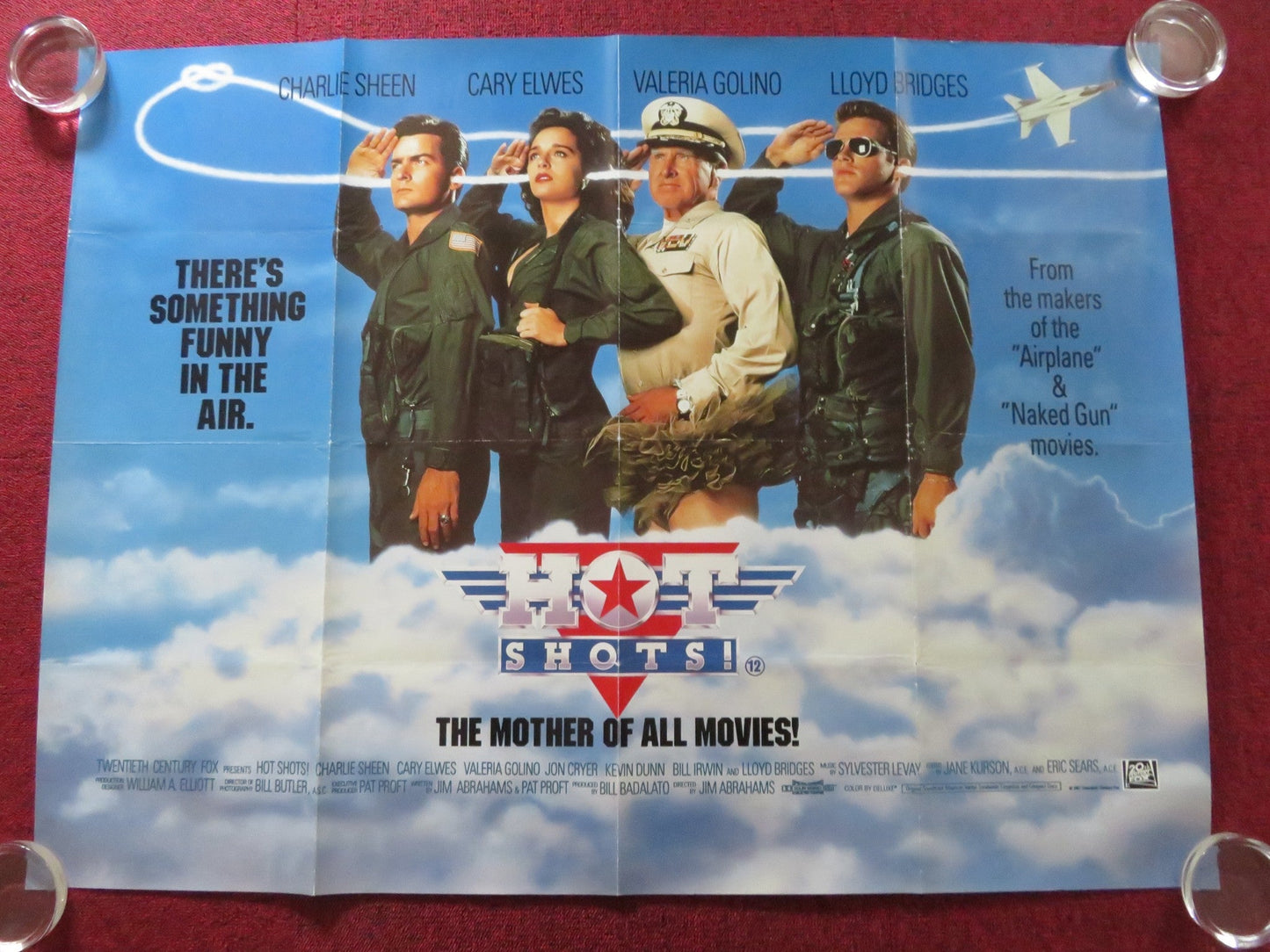 HOT SHOTS! UK QUAD ROLLED POSTER CHARLIE SHEEN CARY ELWES 1991 Rendezvous Cinema Movie posters
