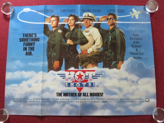HOT SHOTS! UK QUAD ROLLED POSTER CHARLIE SHEEN CARY ELWES 1991 Rendezvous Cinema Movie posters