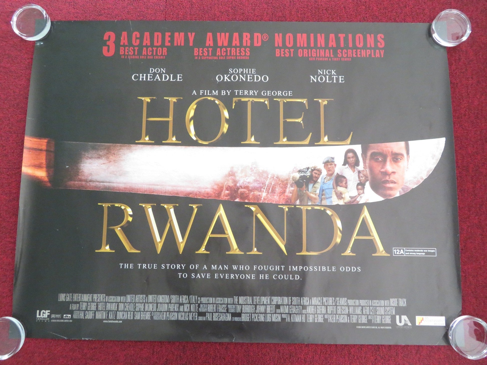 HOTEL RWANDA UK QUAD ROLLED POSTER DON CHEADLE NICK NOLTE 2004 Movie posters