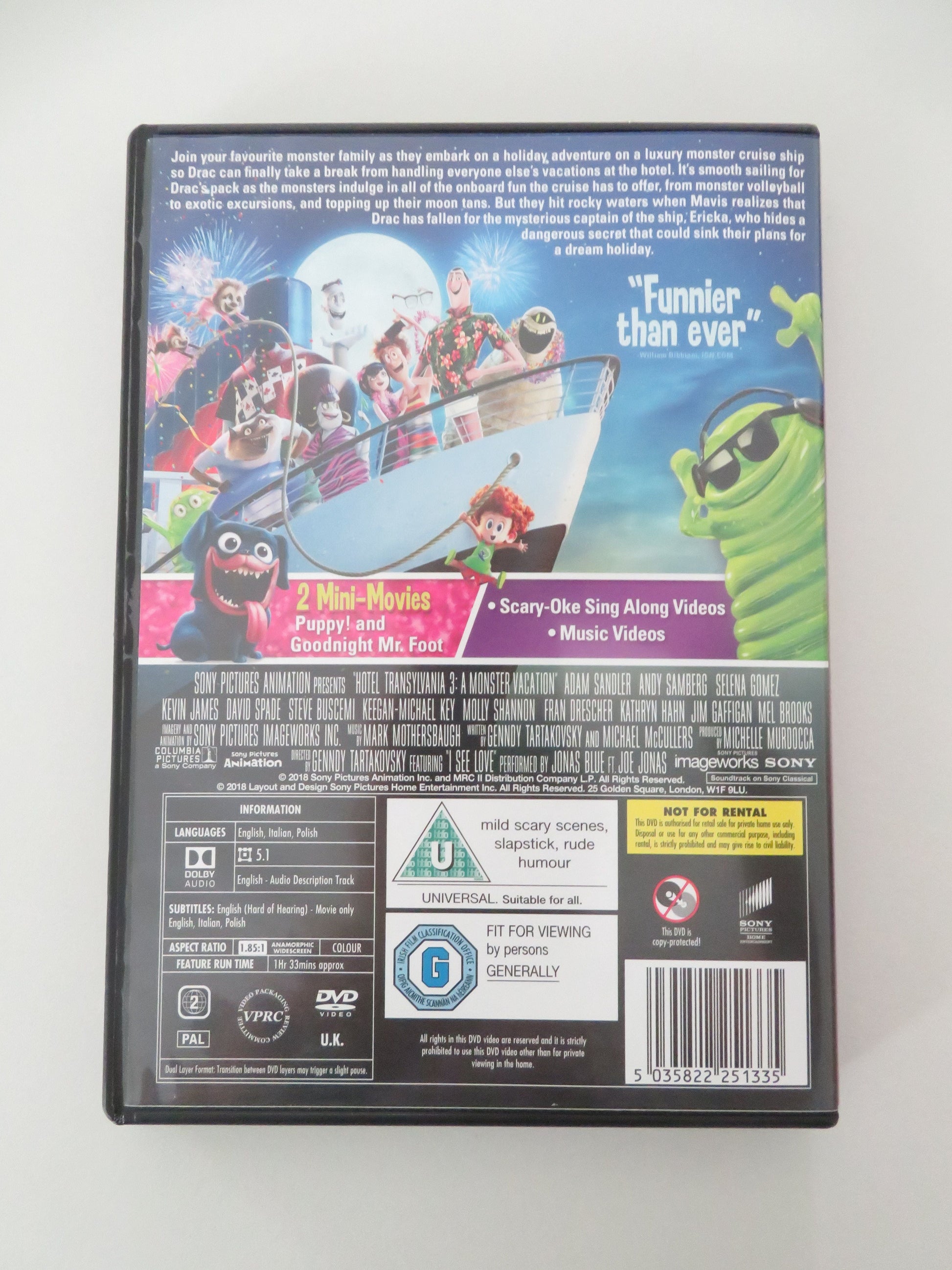 Hotel Transylvania 3 - B (DVD) Adam Sandler A. Samberg S. Gomez 2018 Region 2 Movie posters