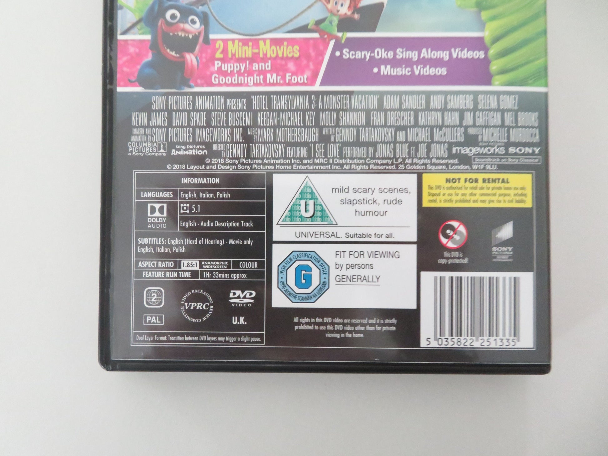 Hotel Transylvania 3 - B (DVD) Adam Sandler A. Samberg S. Gomez 2018 Region 2 Movie posters