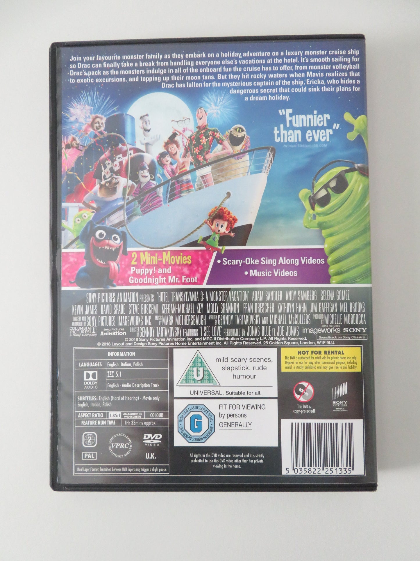 Hotel Transylvania 3 (DVD) Adam Sandler Selena Gomez 2018 Region 2 Movie posters