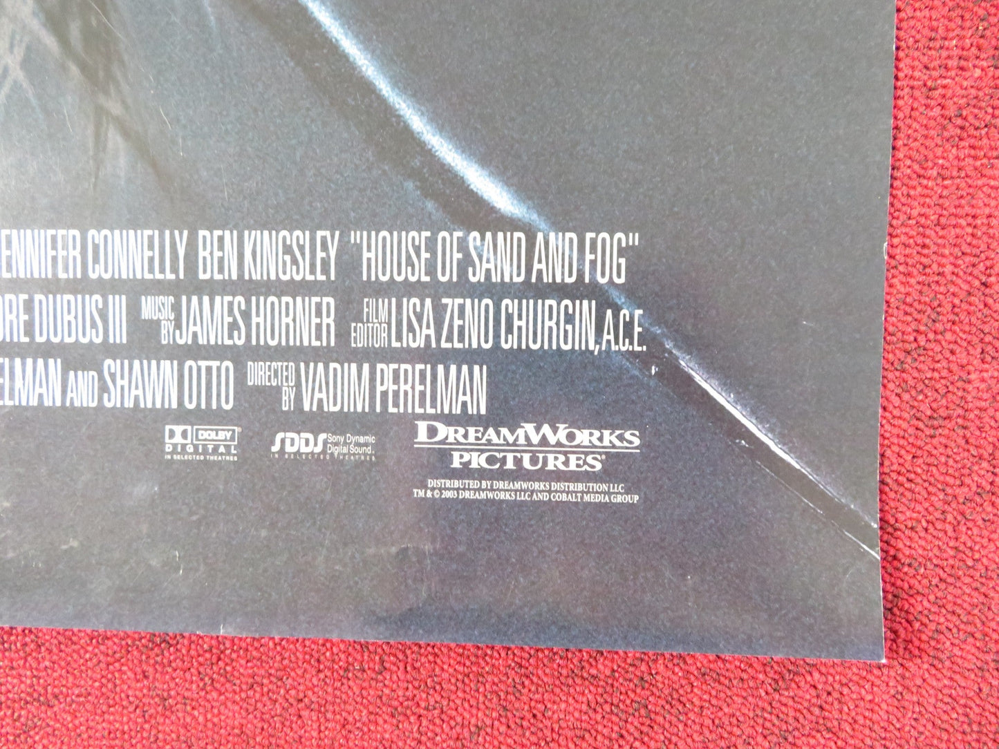 HOUSE OF SAND AND FOG US ONE SHEET ROLLED POSTER J. CONNOLLY KINGSLEY 2003 Rendezvous Cinema Movie posters