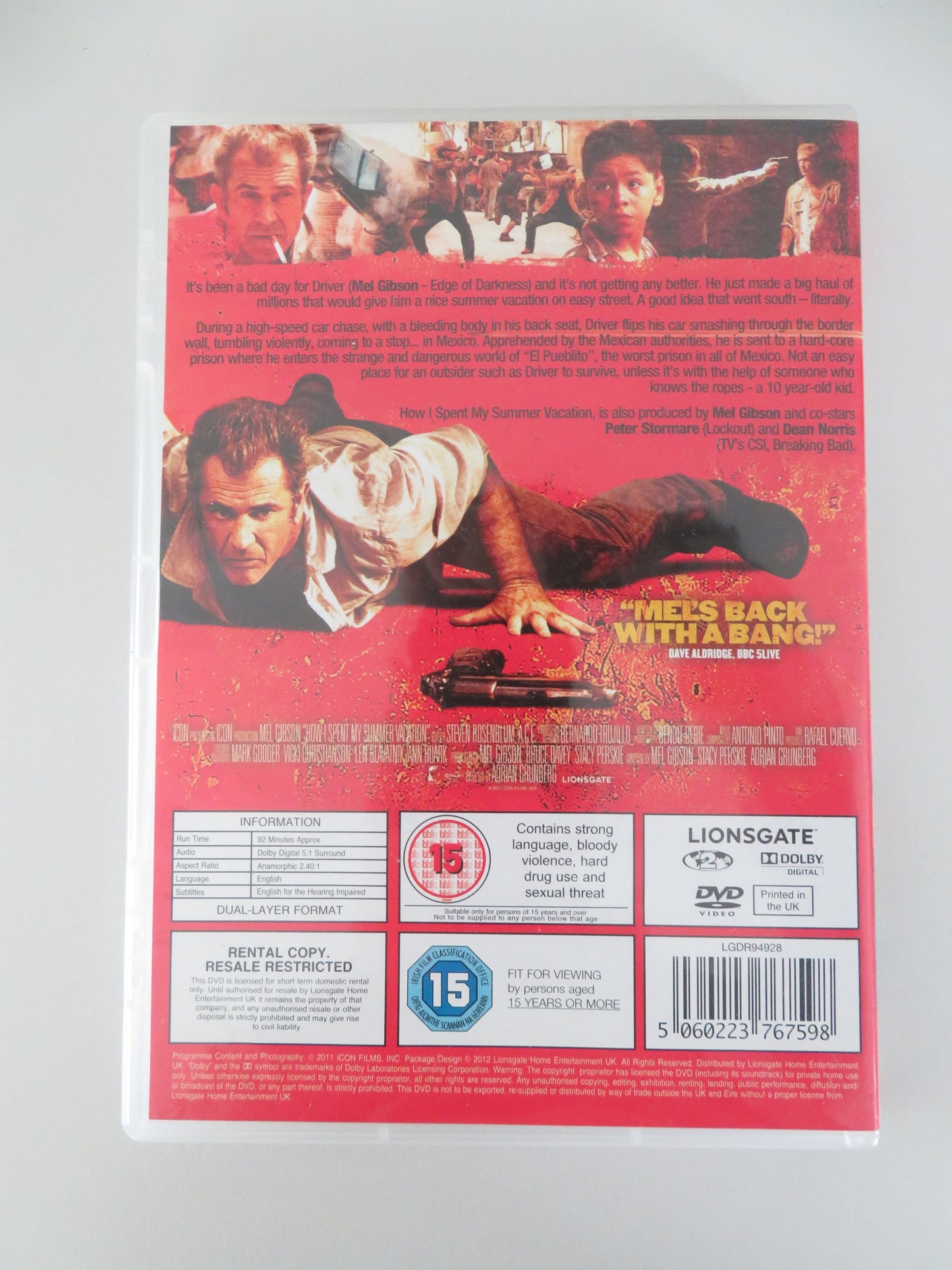 How I Spent My Summer Vacation (DVD) Mel Gibson 2012 Region 2 Movie posters