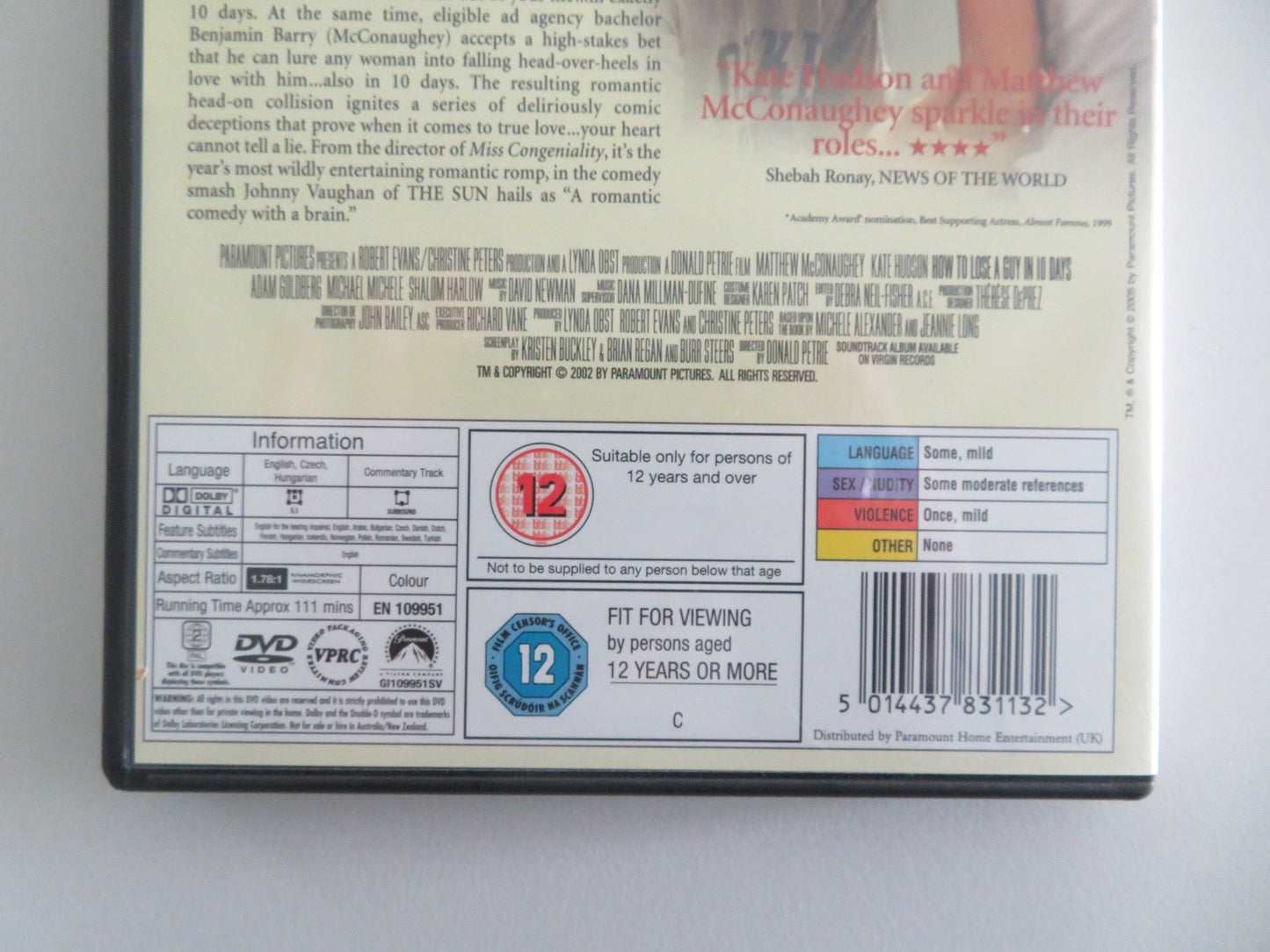 How to Lose a Guy in 10 Days (DVD) Matthew McConaughey Kate Hudson 2003 Region 2 Movie posters