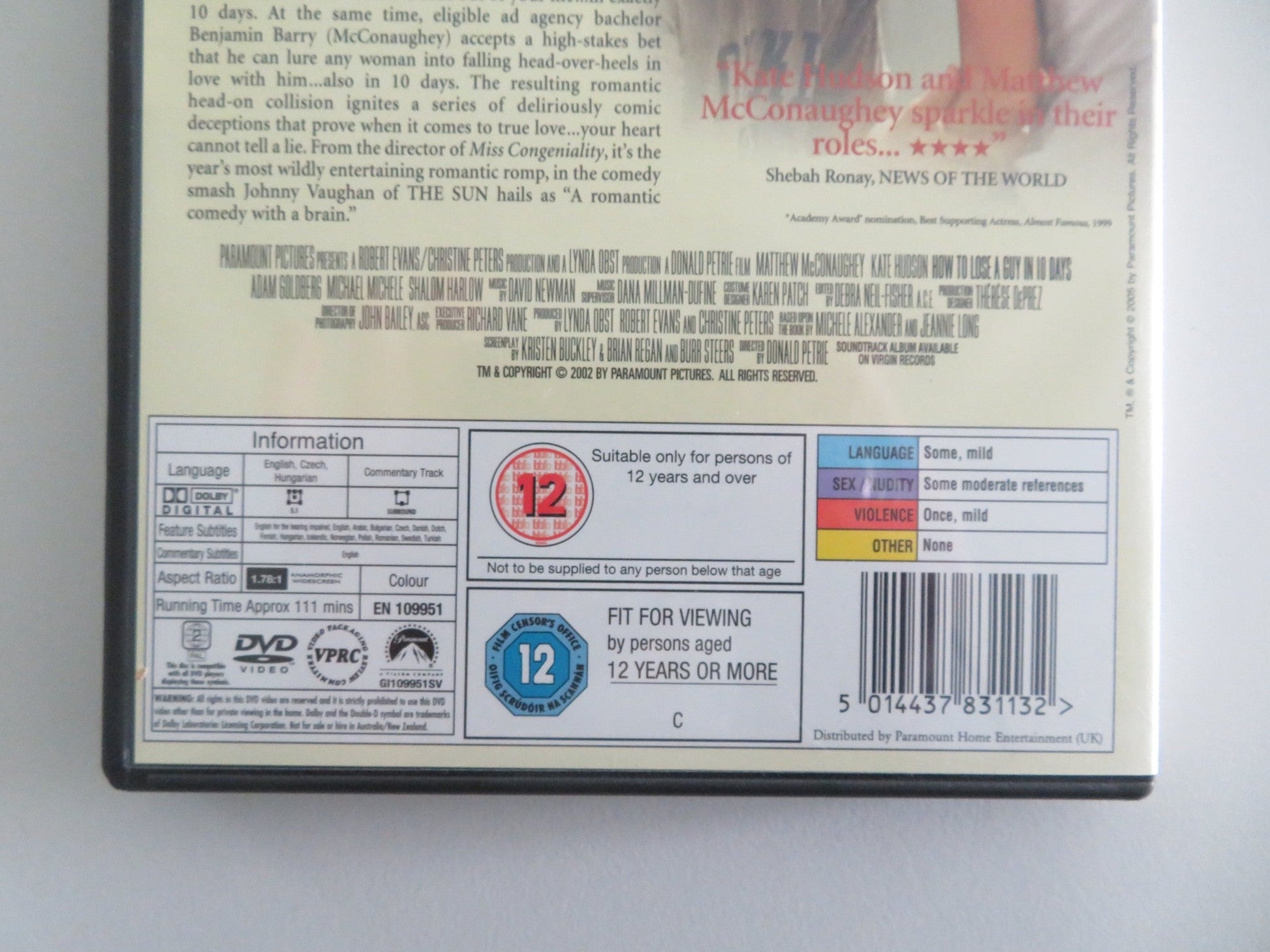 How to Lose a Guy in 10 Days (DVD) Matthew McConaughey Kate Hudson 2003 Region 2 Movie posters