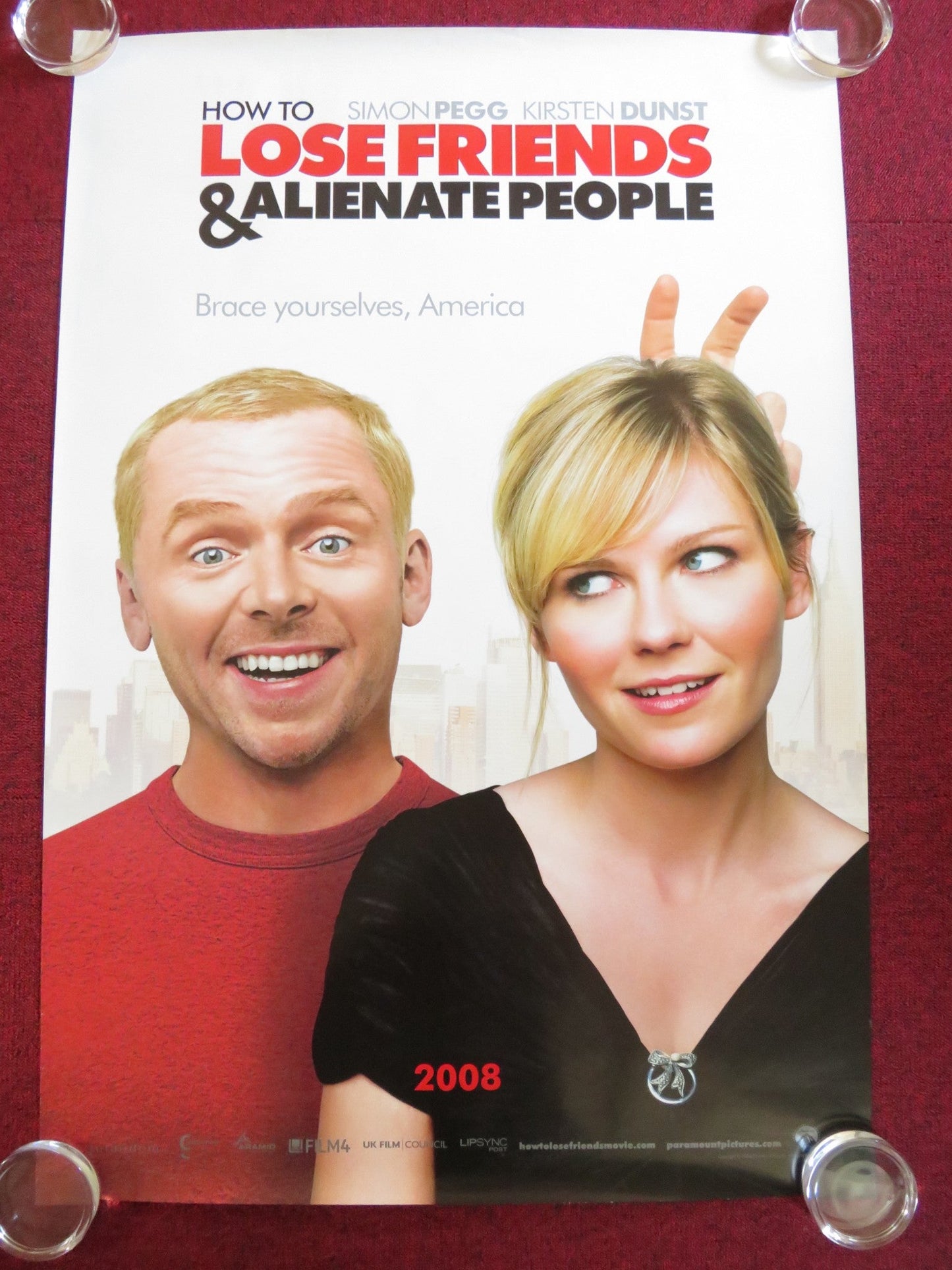 HOW TO LOSE FRIENDS & ALIENATE PEOPLE - B US ONE SHEET ROLLED POSTER PEGG 2008 Rendezvous Cinema Movie posters