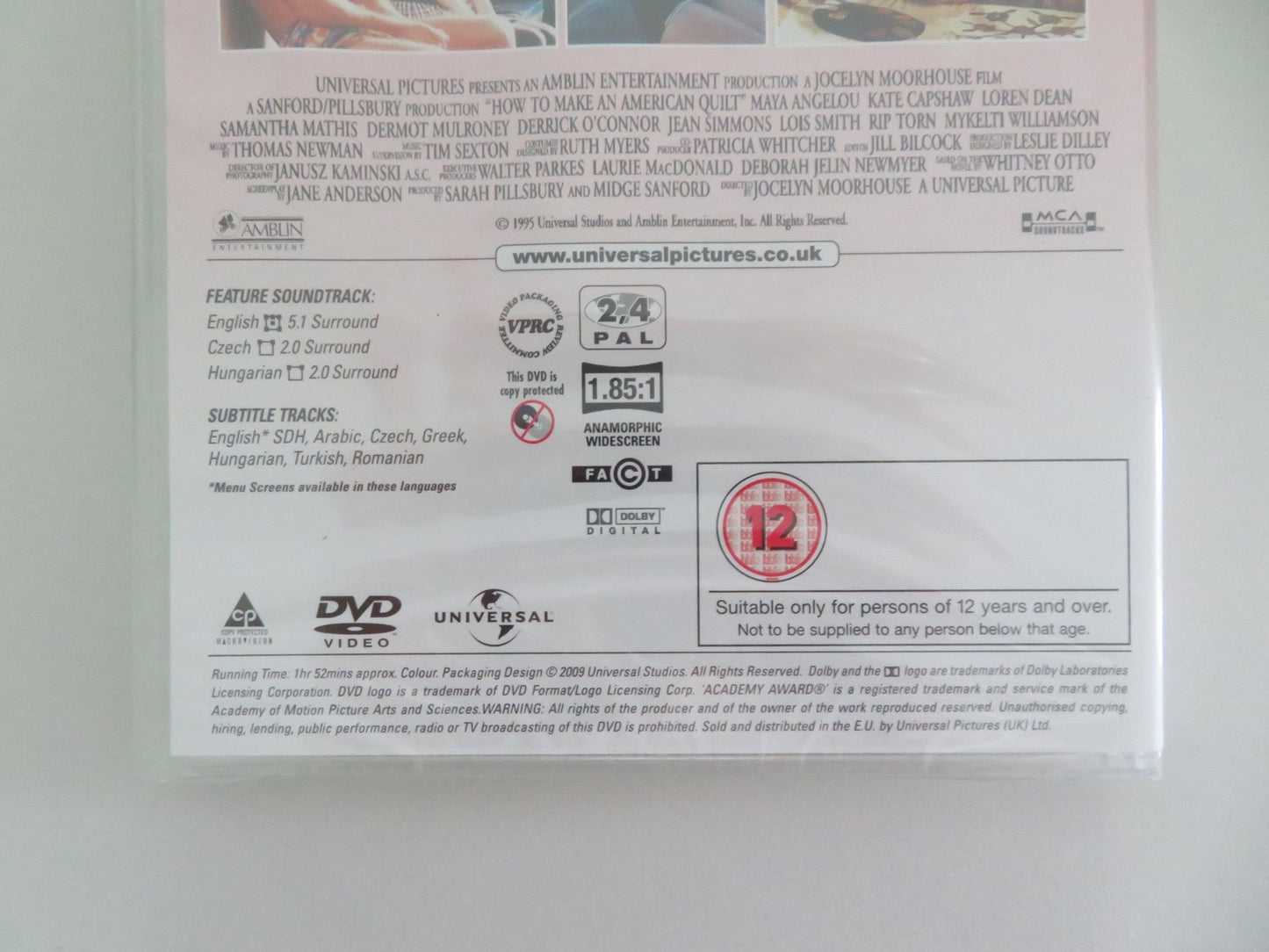 HOW TO MAKE AN AMERICAN QUILT (DVD) WINONA RYDER ANNE BANCROFT 1995 REGION 2,4 Movie posters