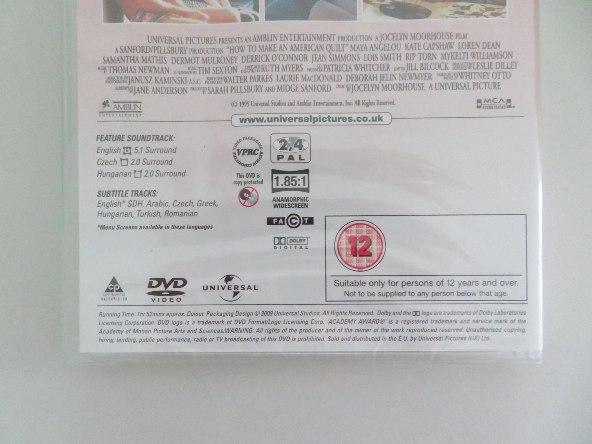 HOW TO MAKE AN AMERICAN QUILT (DVD) WINONA RYDER ANNE BANCROFT 1995 REGION 2,4 Movie posters