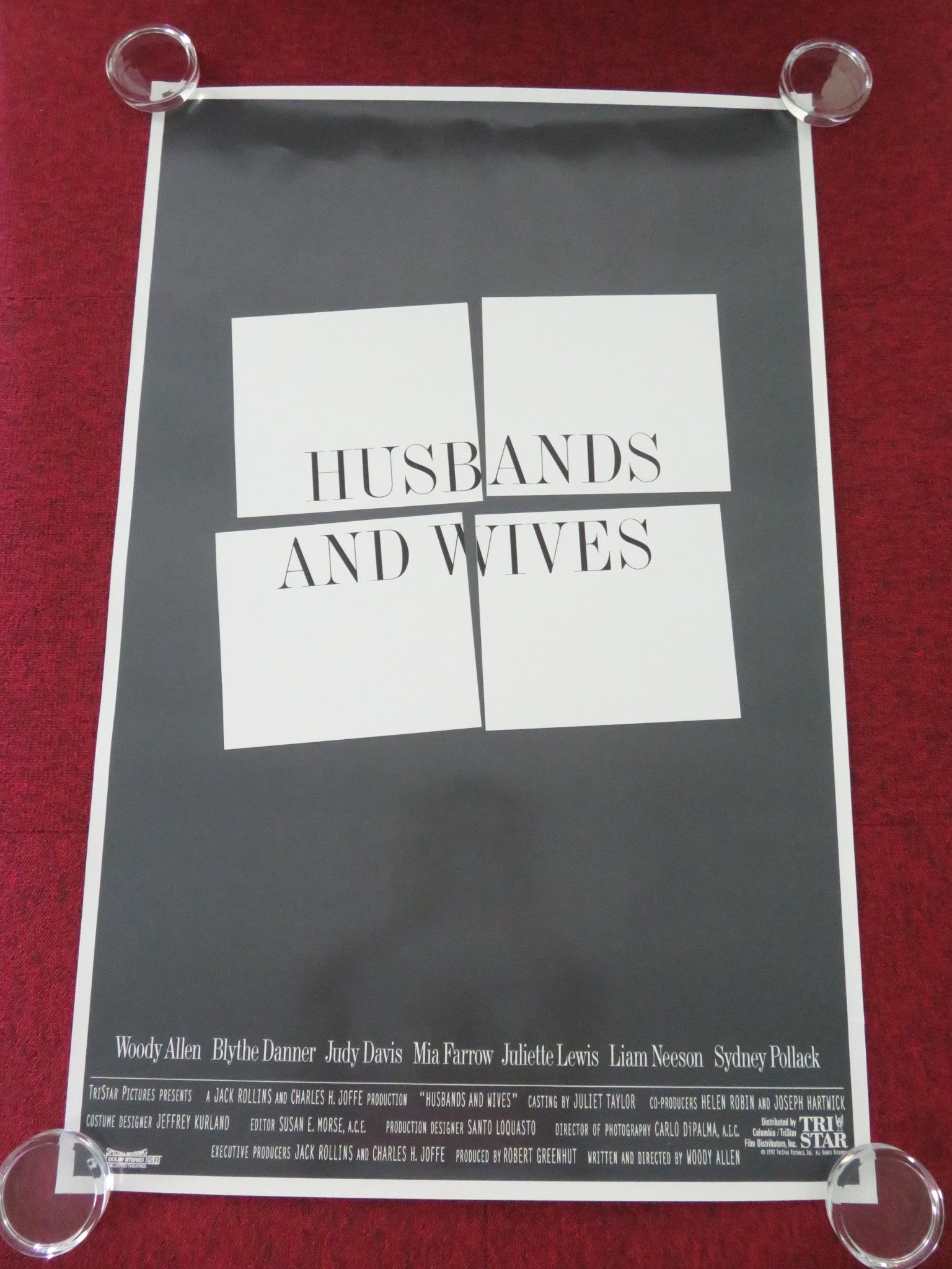 HUSBANDS AND WIVES ONE SHEET ROLLED POSTER WOODY ALLEN MIA FARROW 1992 Movie posters