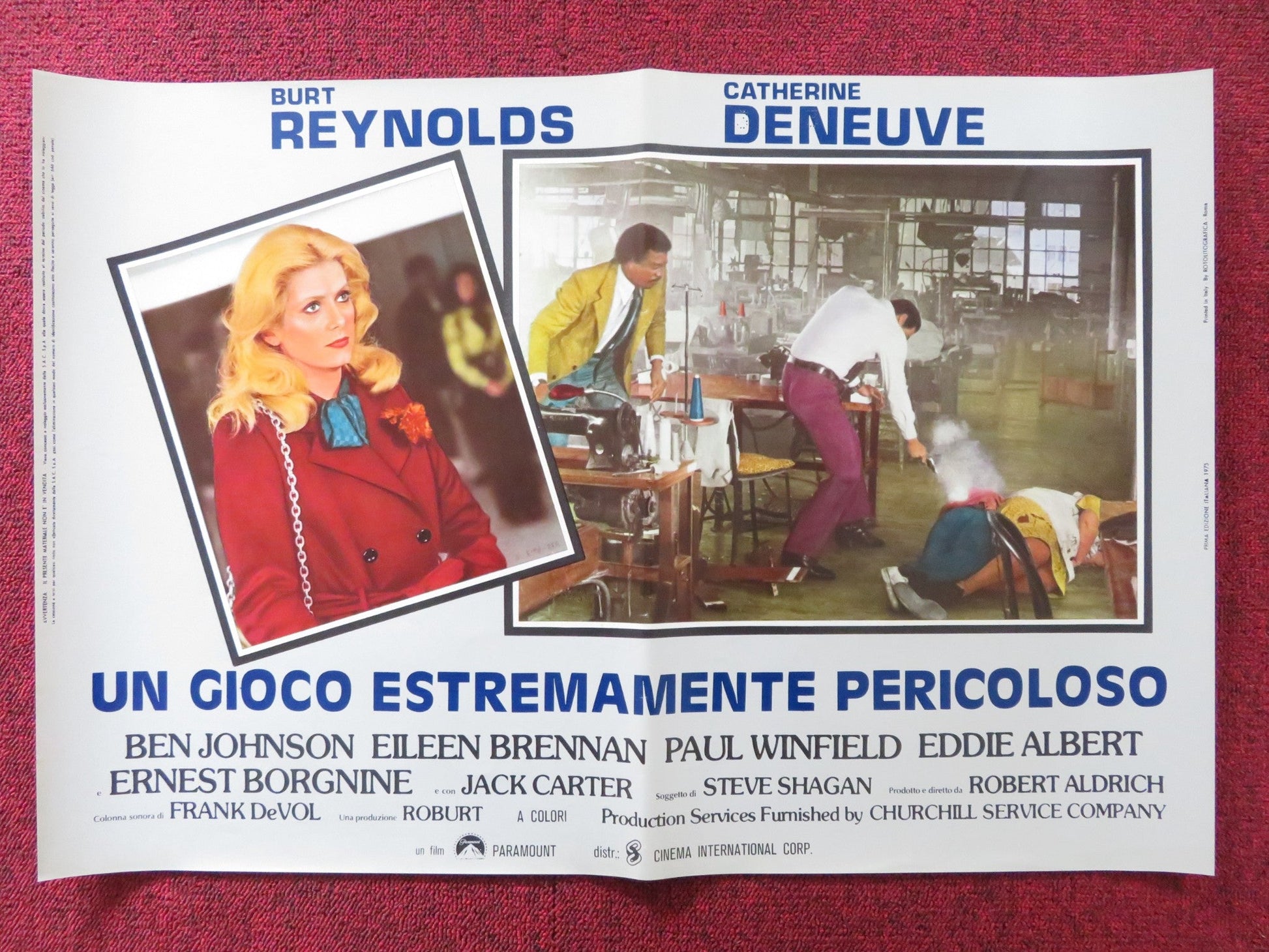 HUSTLE - B ITALIAN FOTOBUSTA POSTER BURT REYNOLDS CATHERINE DENEUVE 1975 Rendezvous Cinema Movie posters