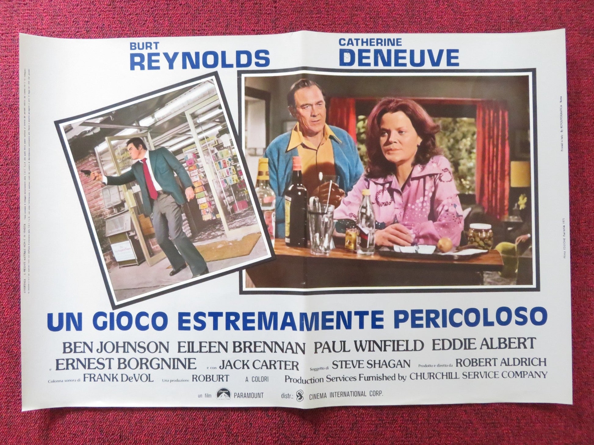 HUSTLE - C ITALIAN FOTOBUSTA POSTER BURT REYNOLDS CATHERINE DENEUVE 1975 Rendezvous Cinema Movie posters