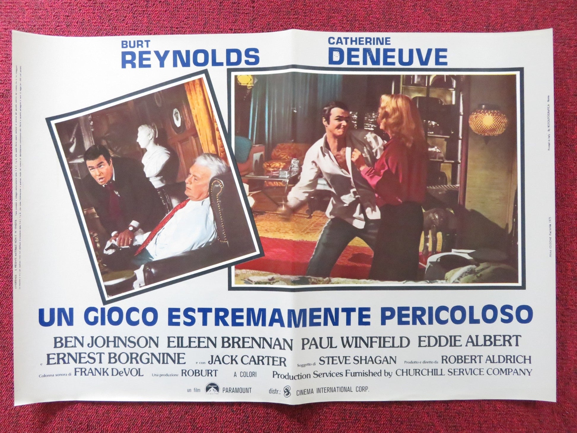 HUSTLE - E ITALIAN FOTOBUSTA POSTER BURT REYNOLDS CATHERINE DENEUVE 1975 Rendezvous Cinema Movie posters
