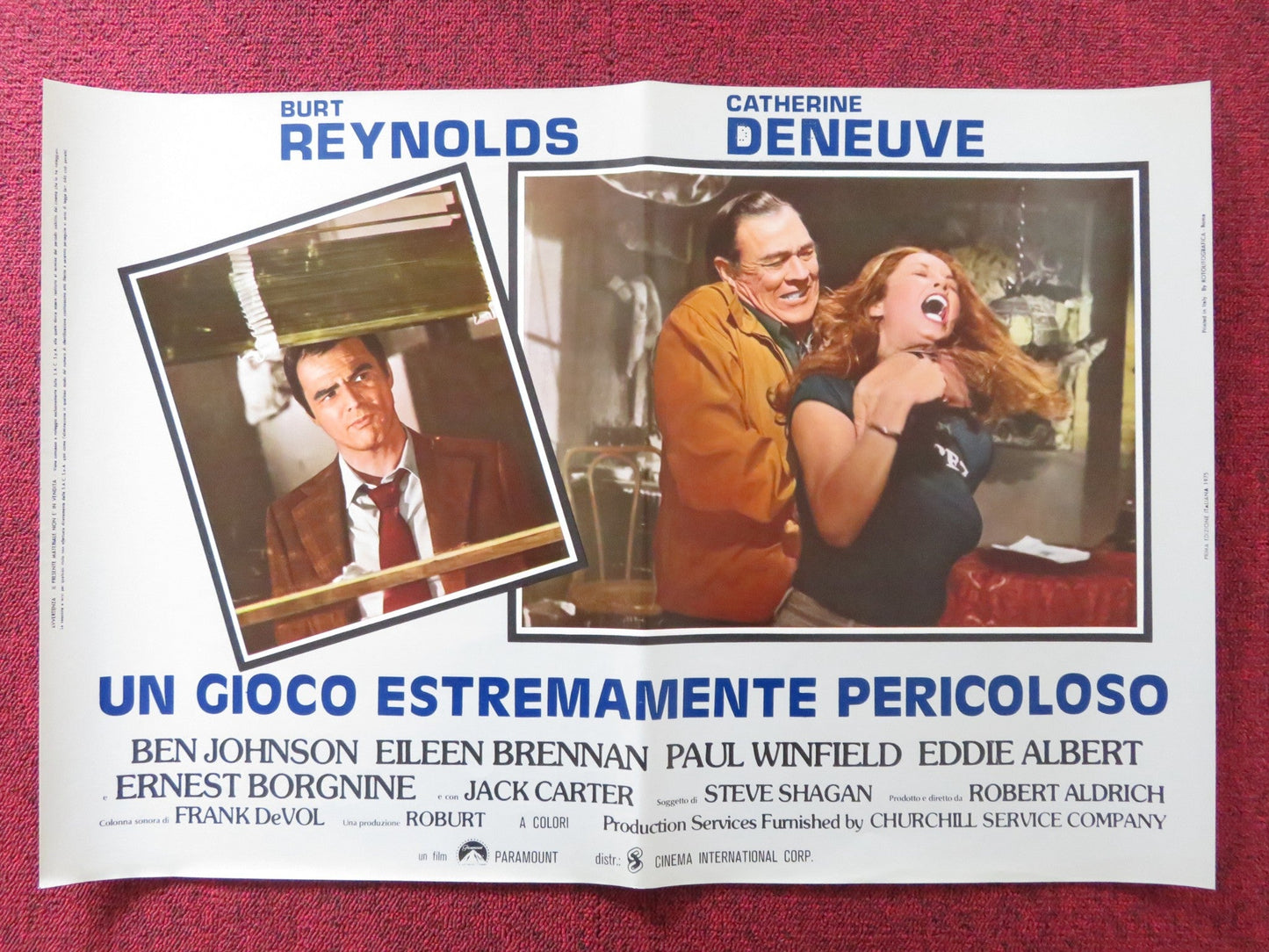 HUSTLE - G ITALIAN FOTOBUSTA POSTER BURT REYNOLDS CATHERINE DENEUVE 1975 Rendezvous Cinema Movie posters