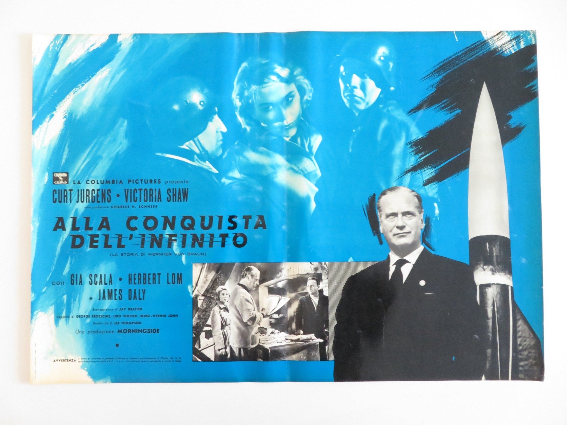 I AIM AT THE STARS - B ITALIAN FOTOBUSTA POSTER CURT JURGENS VICTORIA SHAW 1960 Rendezvous Cinema Movie posters