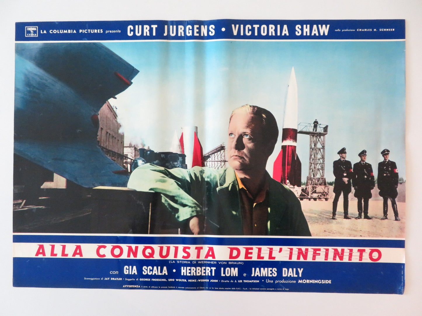I AIM AT THE STARS - C ITALIAN FOTOBUSTA POSTER CURD JURGENS VICTORIA SHAW 1960 Rendezvous Cinema Movie posters