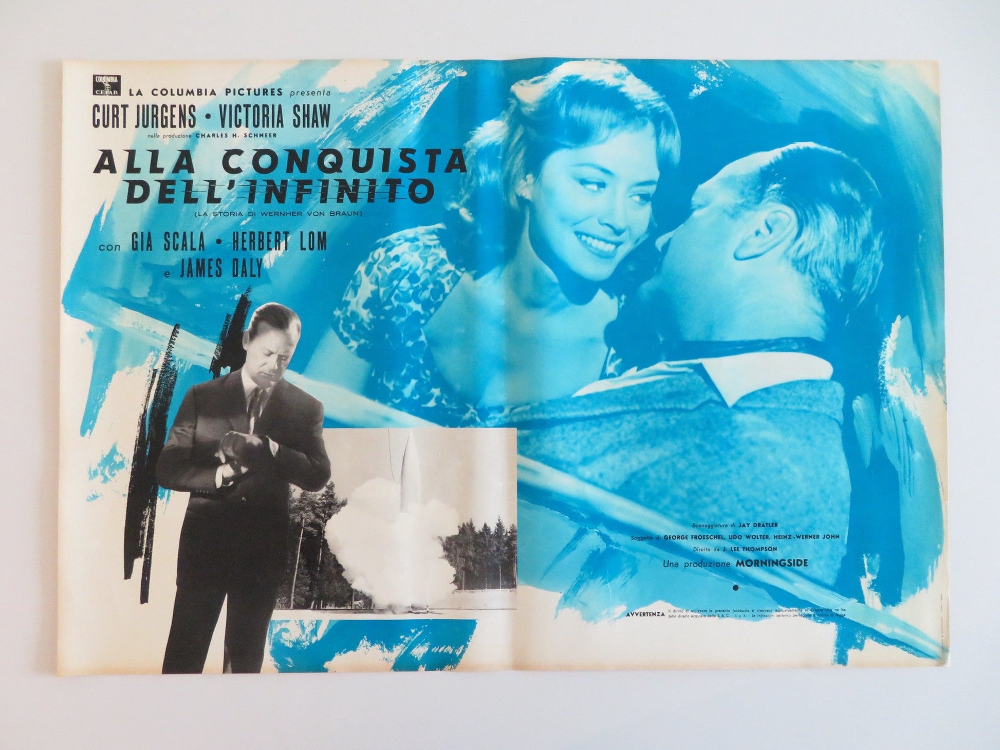 I AIM AT THE STARS - C ITALIAN FOTOBUSTA POSTER CURT JURGENS VICTORIA SHAW 1960 Rendezvous Cinema Movie posters