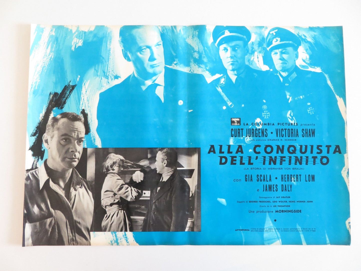 I AIM AT THE STARS - E ITALIAN FOTOBUSTA POSTER CURT JURGENS VICTORIA SHAW 1960 Rendezvous Cinema Movie posters