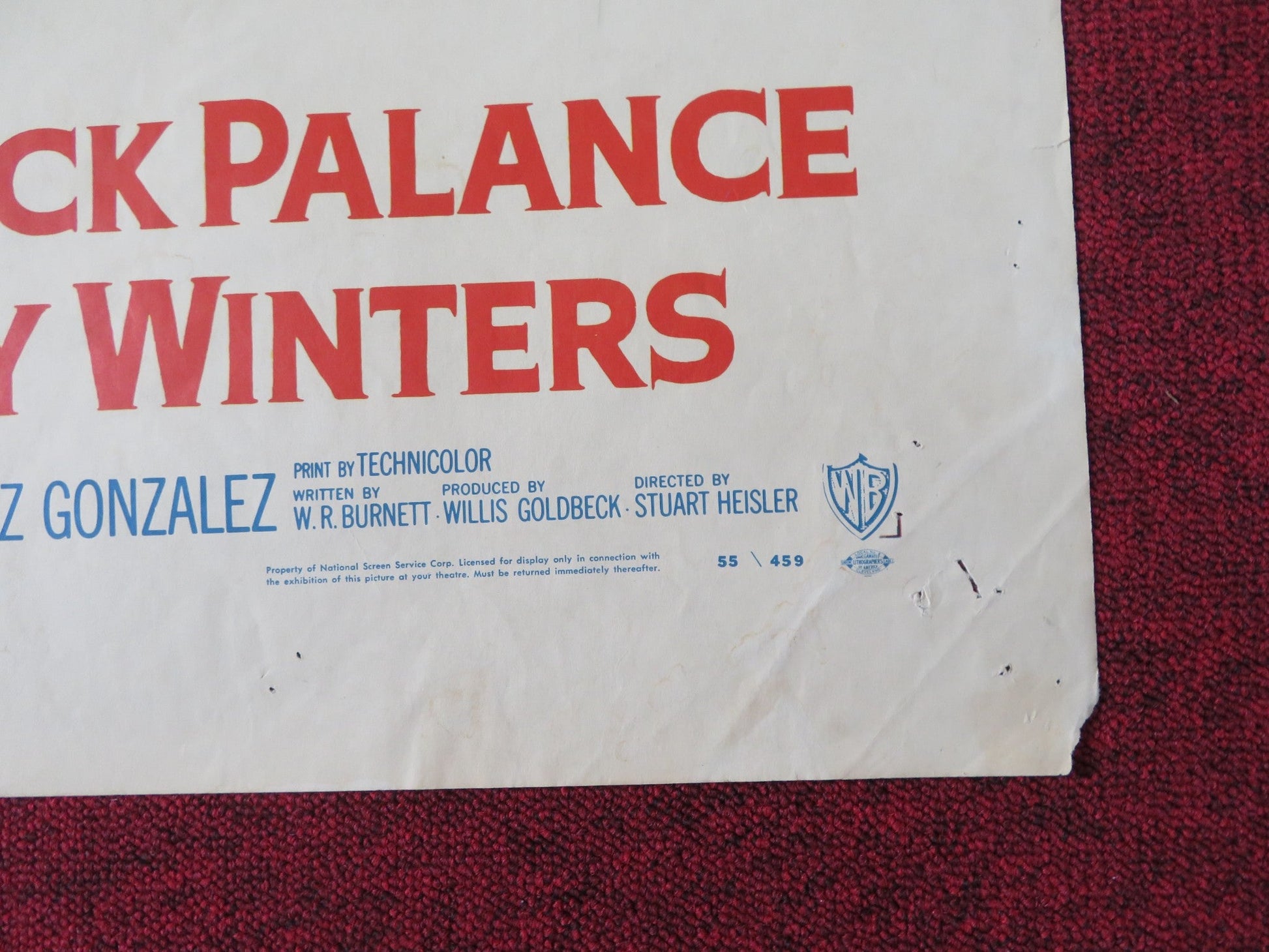 I DIED A THOUSAND TIMES FOLDED US ONE SHEET POSTER JACK PALANCE S. WINTERS 1955 Rendezvous Cinema Movie posters