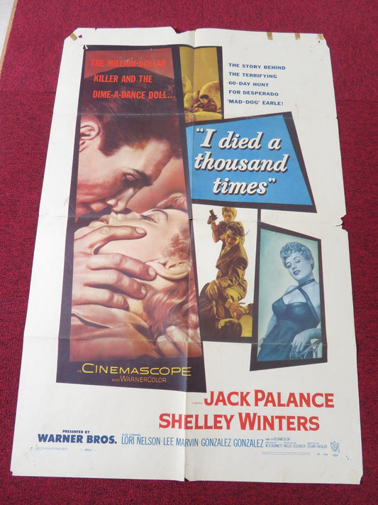 I DIED A THOUSAND TIMES FOLDED US ONE SHEET POSTER JACK PALANCE S. WINTERS 1955 Rendezvous Cinema Movie posters