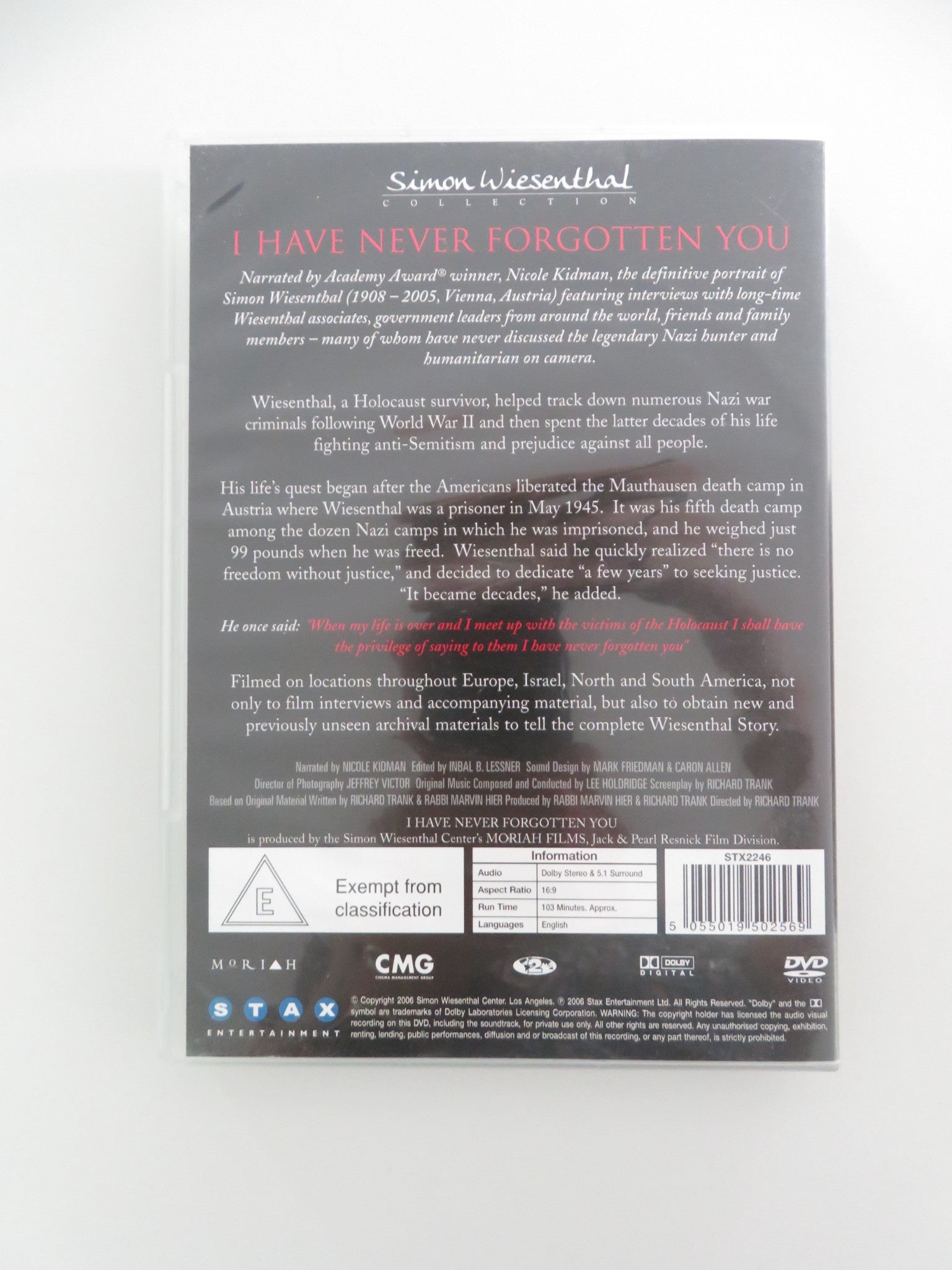 I HAVE NEVER FORGOTTEN YOU: THE LIFE AND LEGACY OF S. WIESENTHAL (DVD) REGION 2 Movie posters