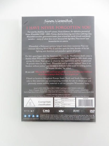 I HAVE NEVER FORGOTTEN YOU: THE LIFE AND LEGACY OF S. WIESENTHAL (DVD) REGION 2 Movie posters