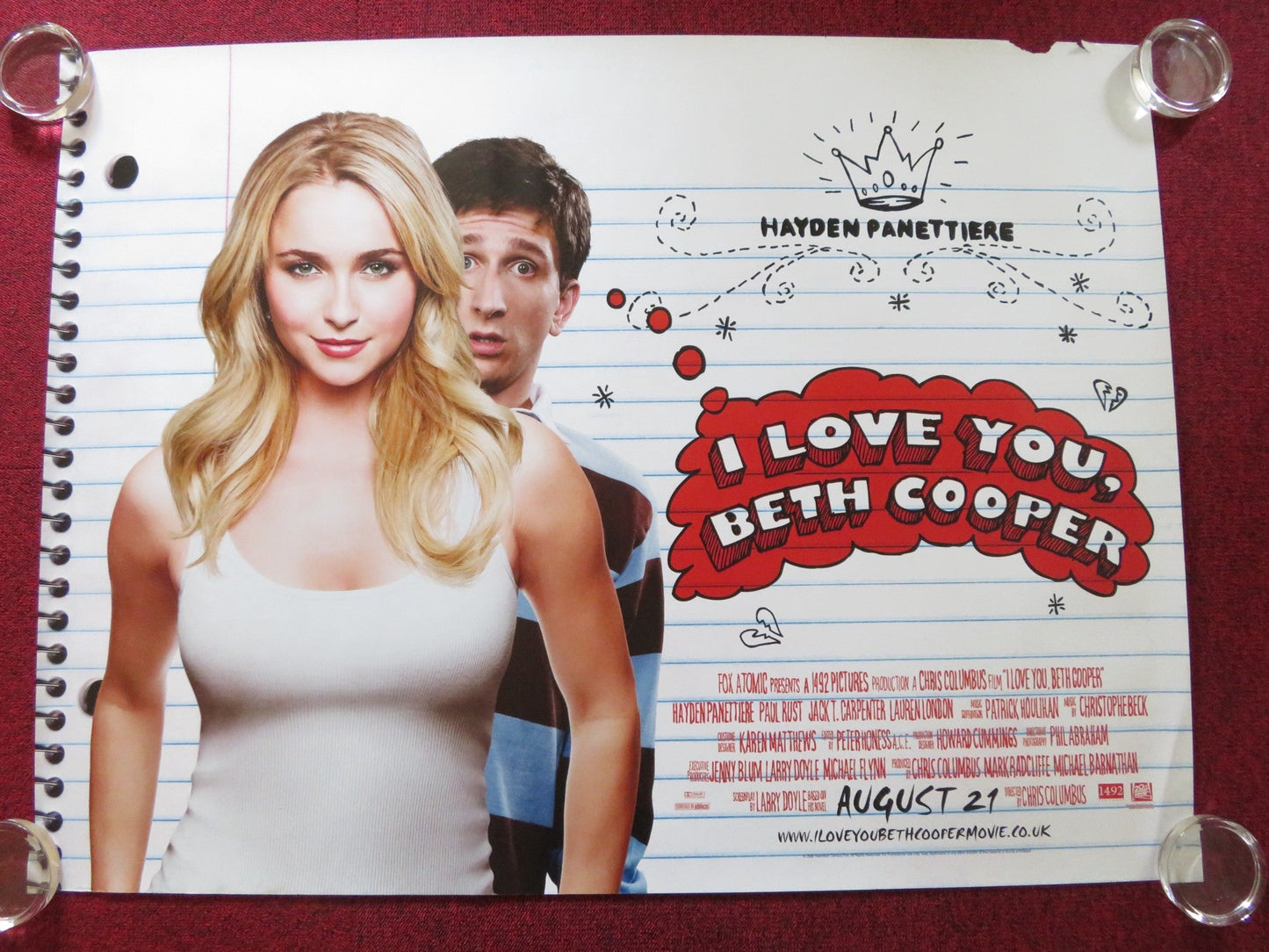 I LOVE YOU, BETH COOPER UK QUAD ROLLED POSTER HAYDEN PANETTIERE PAUL RUST 2009 Rendezvous Cinema Movie posters