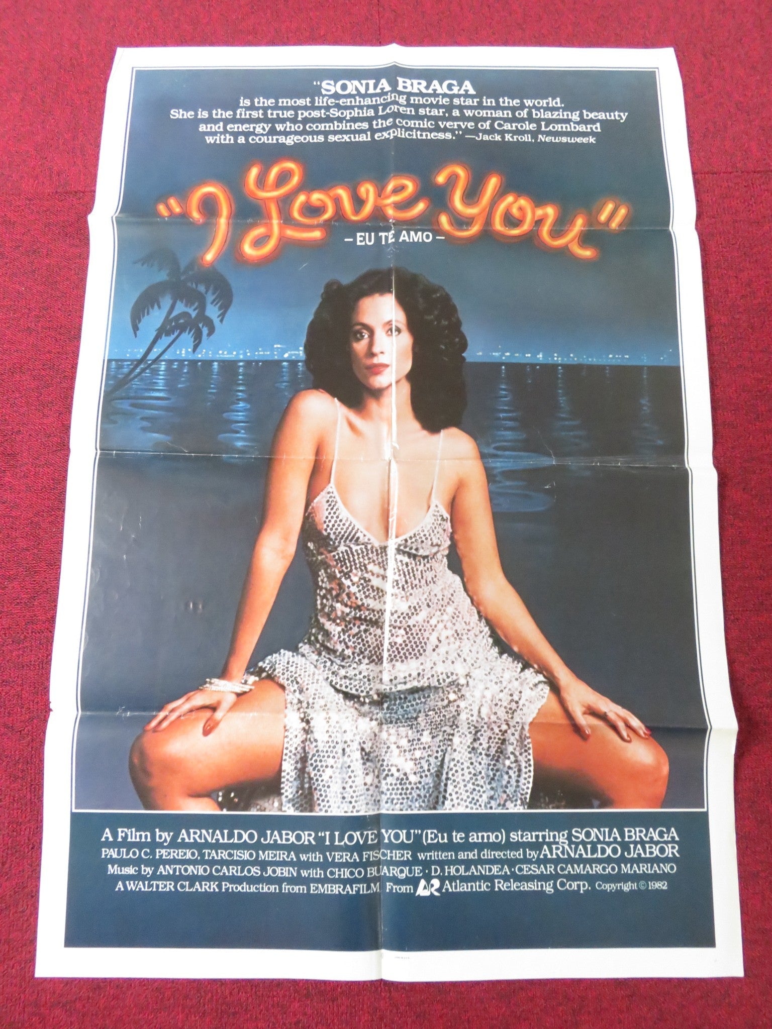 I LOVE YOU FOLDED US ONE SHEET POSTER SONIA BRAGA PAULO CESAR PEREIO 1982 Rendezvous Cinema Movie posters
