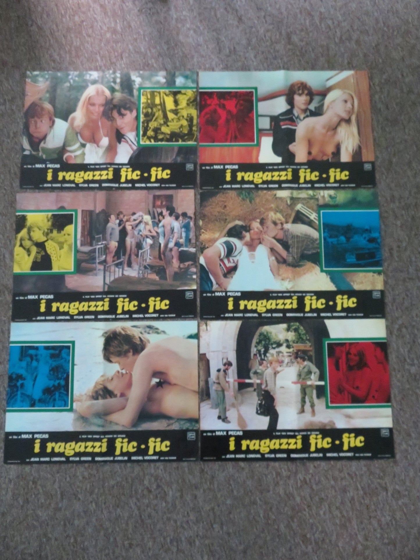 I RAGAZZI FIC FIC ITALIAN FOTOBUSTA POSTERS LOT OF 6 JEAN MARC LONGVAL 1977 Movie posters