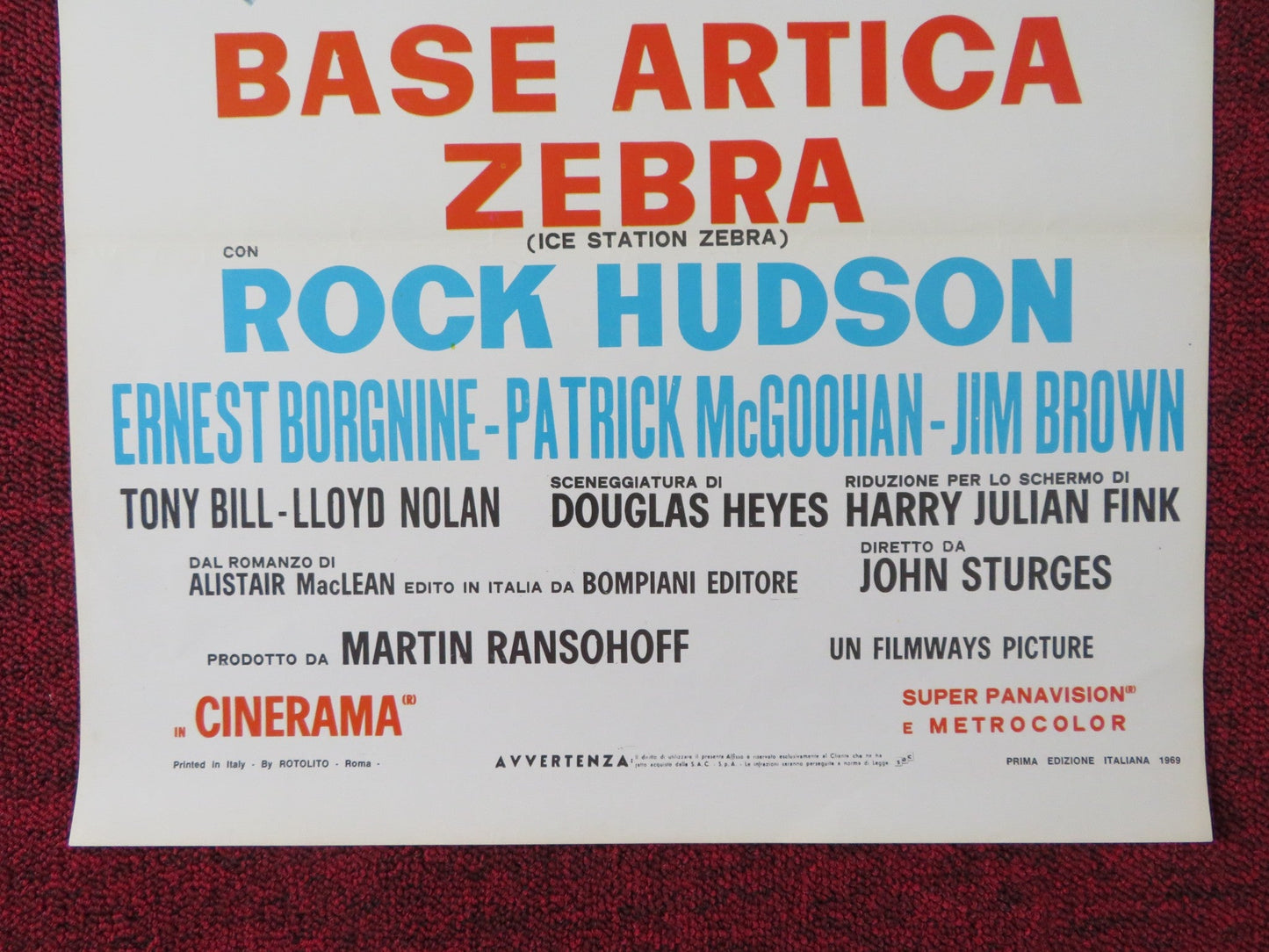 ICE STATION ZEBRA ITALIAN LOCANDINA POSTER ROCK HUDSON ERNEST BORGNINE 1969 Rendezvous Cinema Movie posters